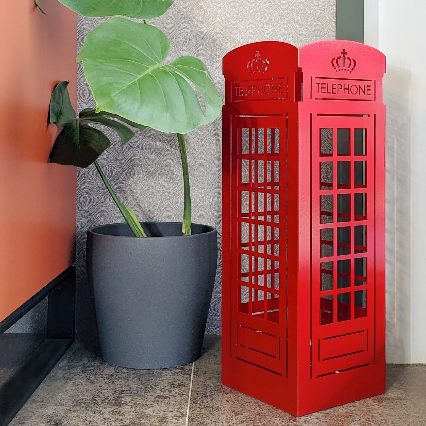 Mango Steam U.K Telephone Booth Red Umbrella Stand - for Entryway & Living Room