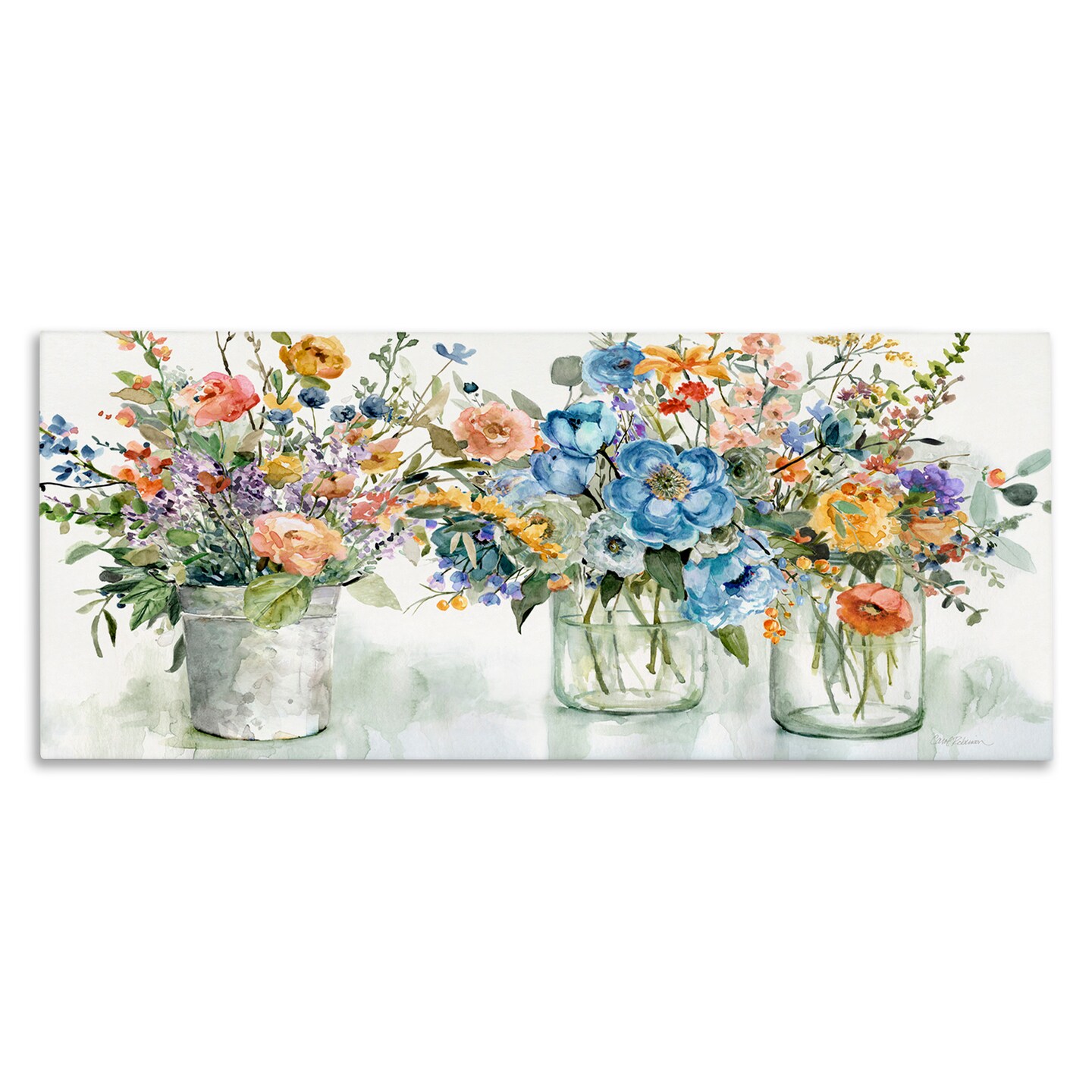 Stupell Industries French Cottage Flower Jars Canvas Wall Art