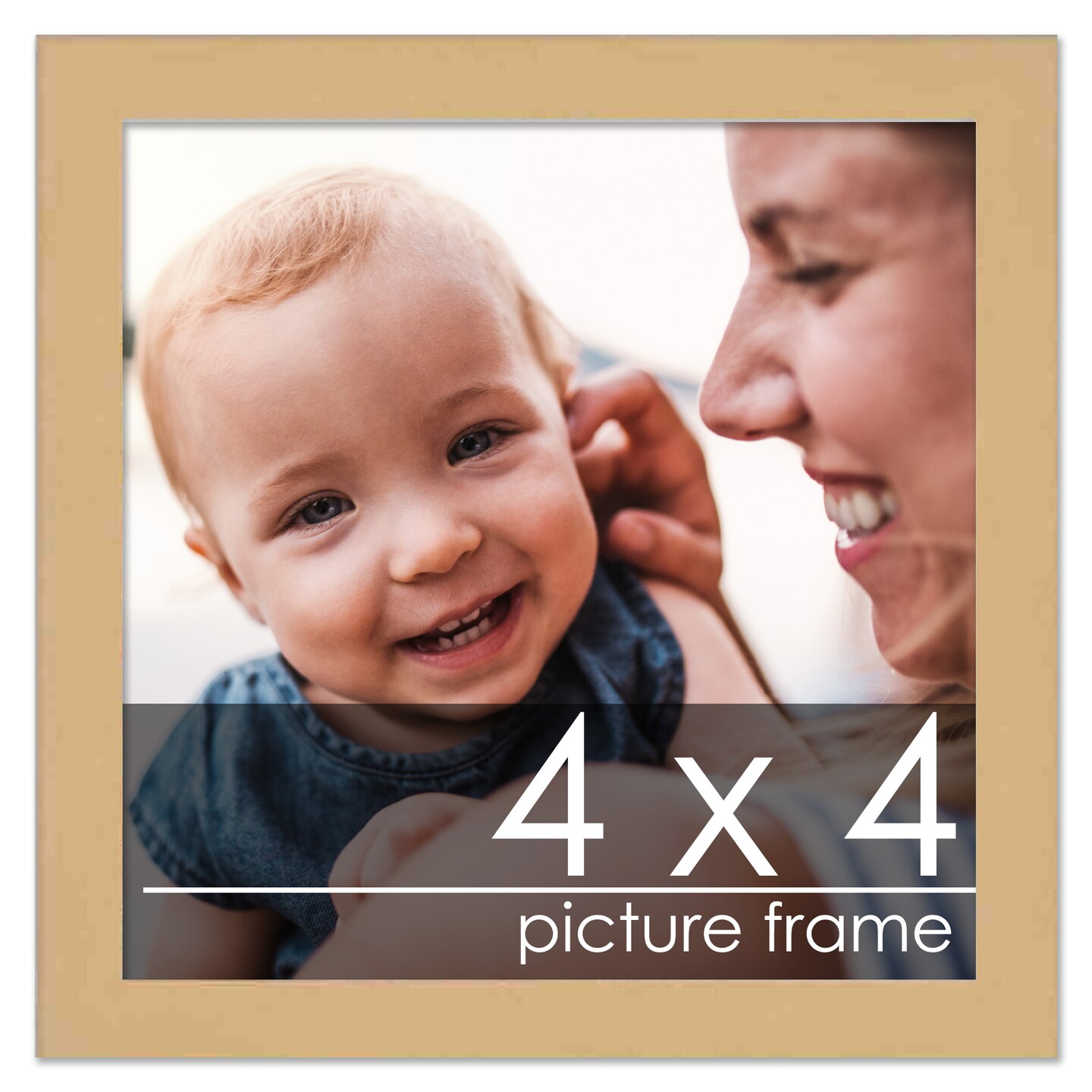 4x4 Minimalist Picture Frame with UV-Resistant Acrylic &#x26; Acid Free Backing, Available in 6 Finishes - Black, Brown, Silver, Grey, Natural, and White