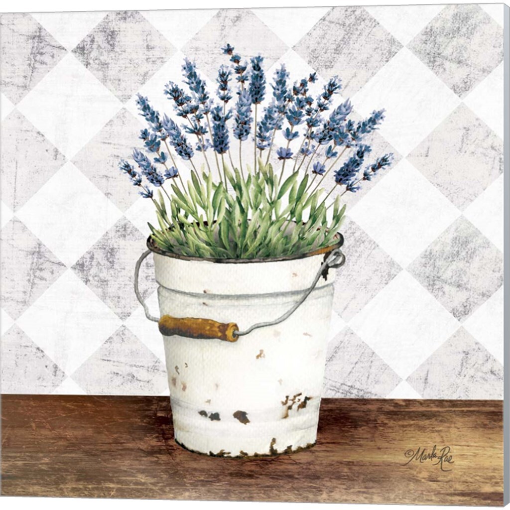 Purple Flowers Metal Bucket &#x26; Eucalyptus White Watering Can by Marla Rae 14&#x22; x 14&#x22; Canvas Wall Art (Set of 2)
