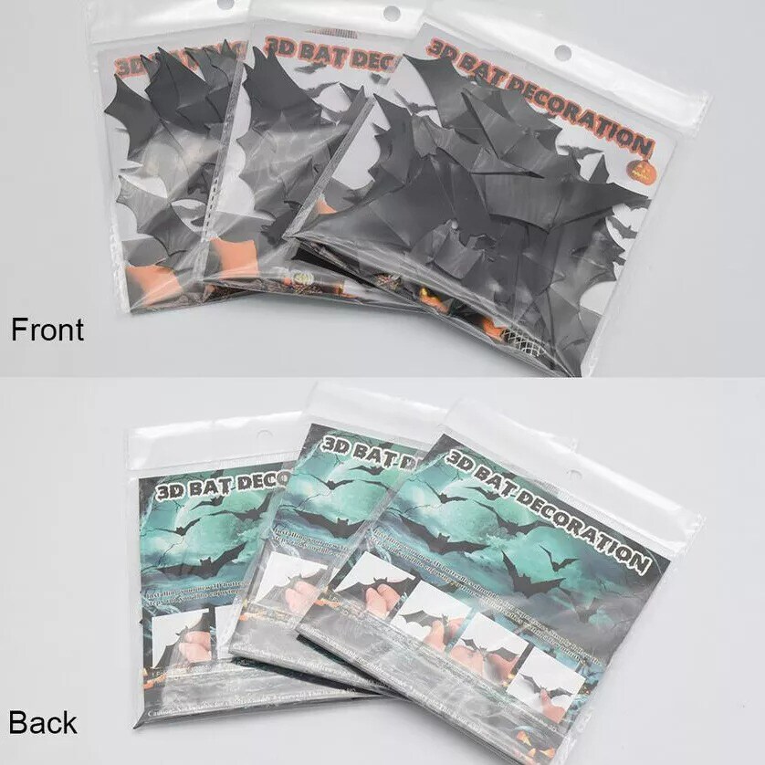 3D Halloween Bats Spider DIY Scary Wall Decal Stickers Window Party Decoration