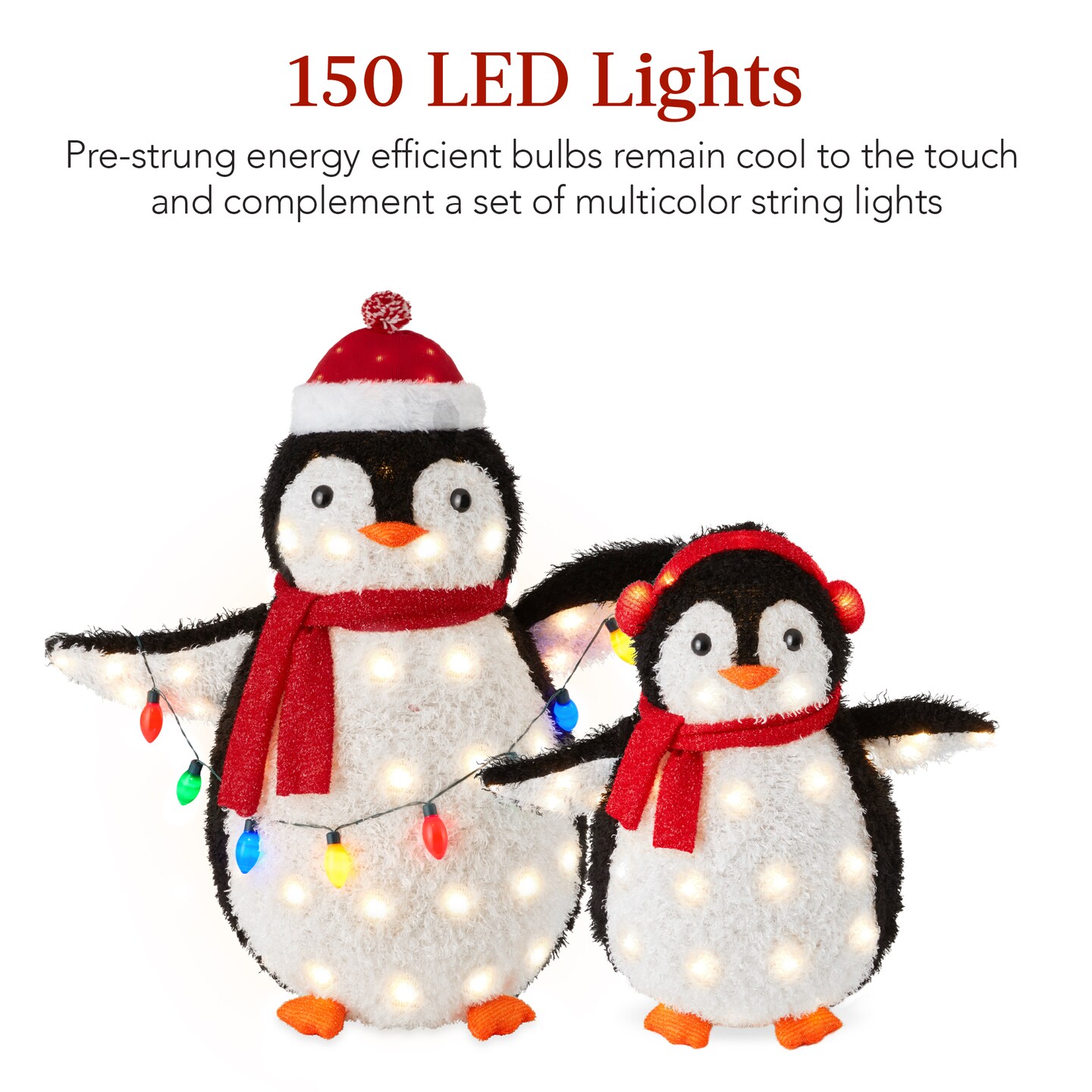 Best Choice Products 2-Piece Lighted 3ft Pop-Up Penguin Family Outdoor Christmas Decoration w/ 150 LED Lights