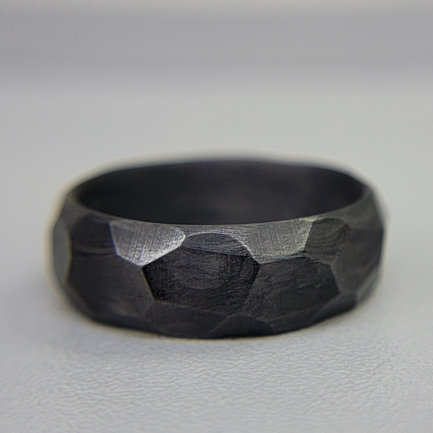 Men's or Women's Full Carbon Fiber Faceted Ring, Durable, Waterproof, Black Band, Sizes 4-16, Custom Ba product 3