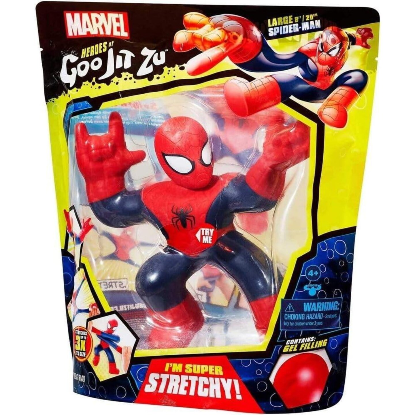Heroes Of Goo Jit Zu Spider-Man 8&#x22; Super Sized Stretchy Squishy Collector Toy