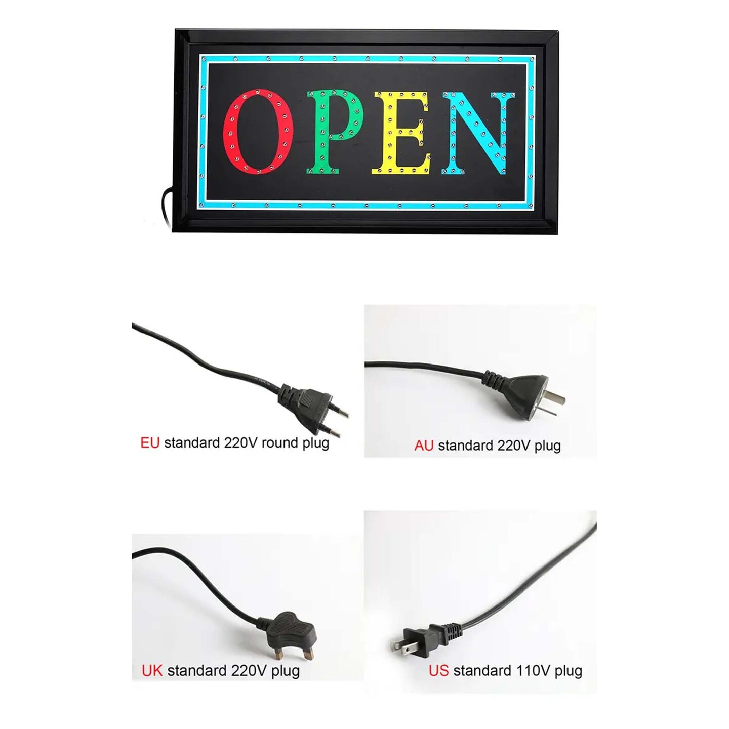LED Animated Motion Open Sign with US EU Plug