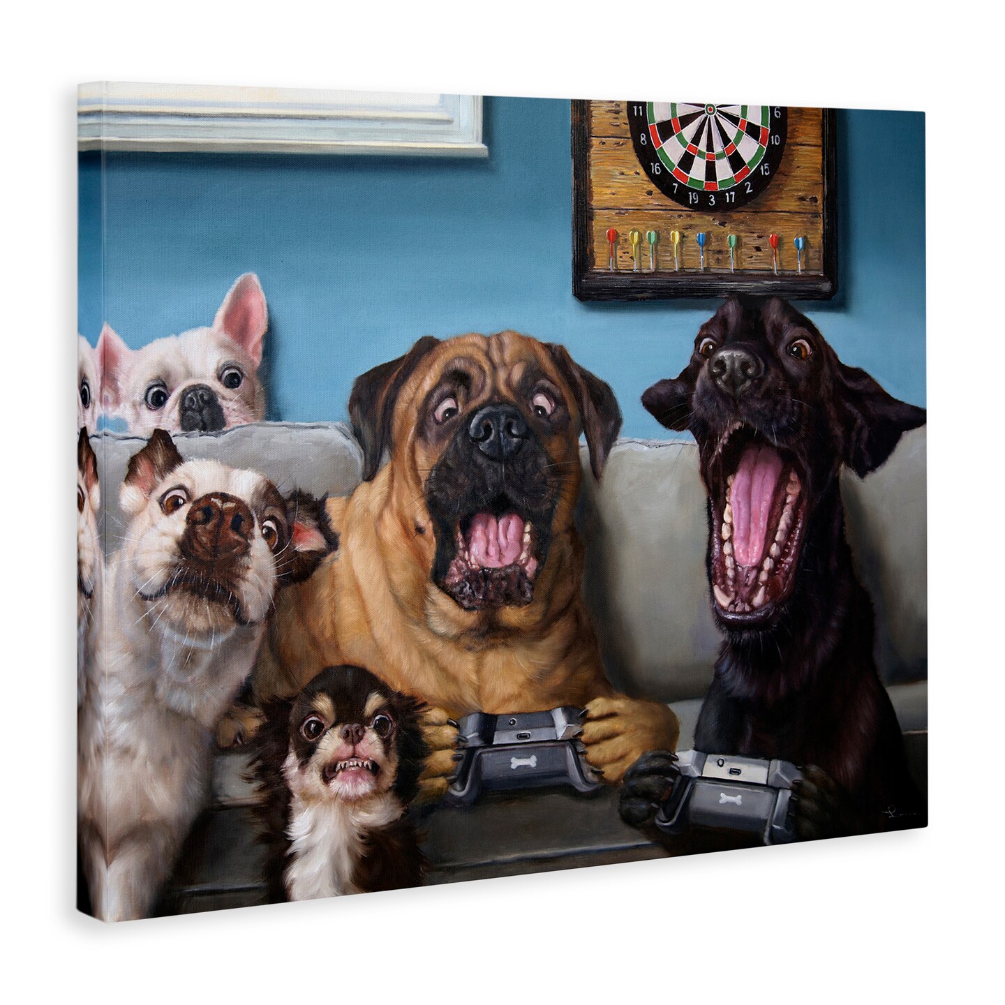 Stupell Industries Funny Dogs Playing Video Games Canvas Wall Art