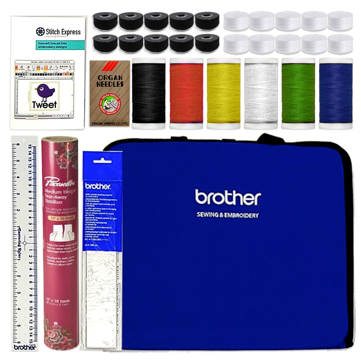 Brother Embroidery Supplies Kit with Digitizing Software