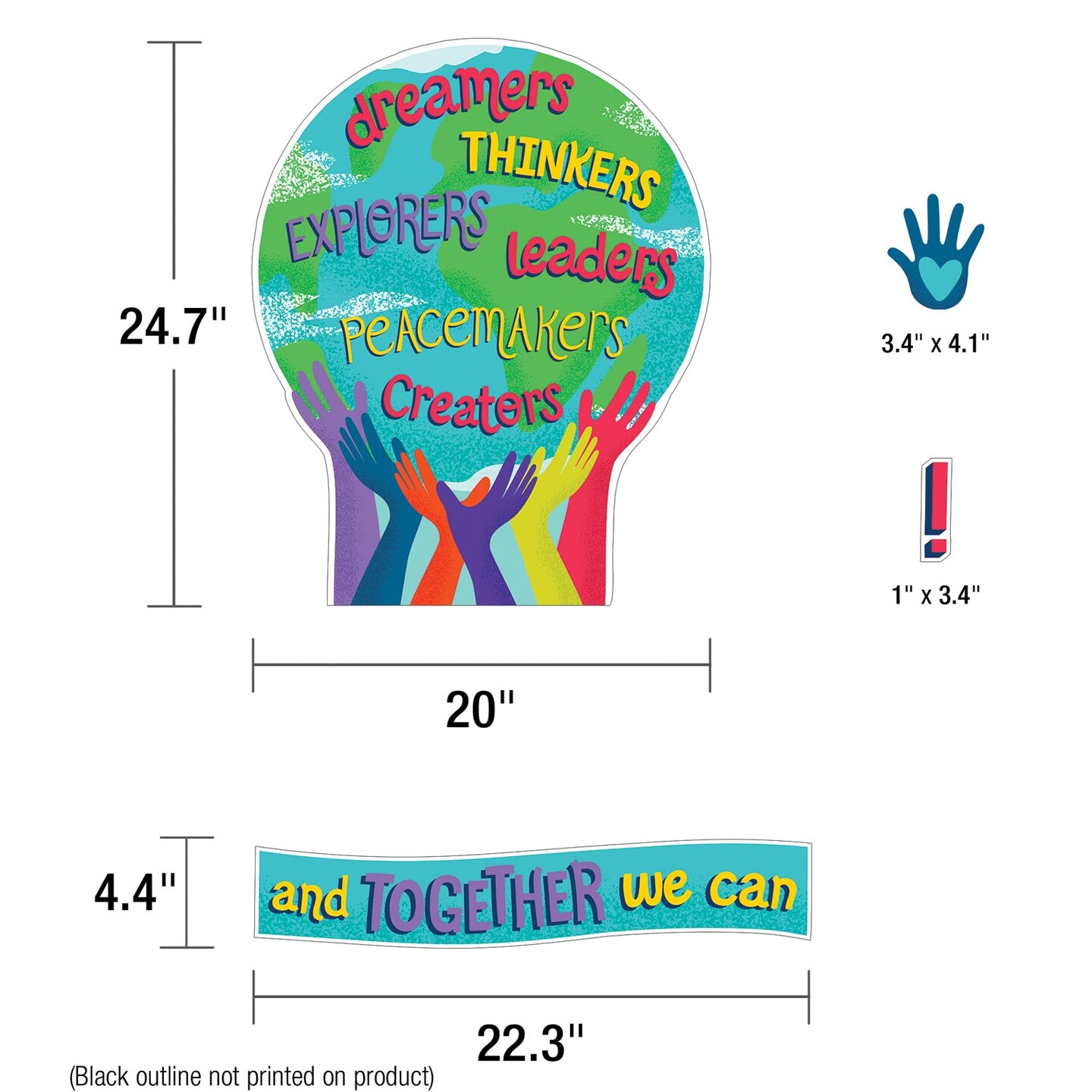 One World Together We Can Change the World Bulletin Board Set, 47 Pieces