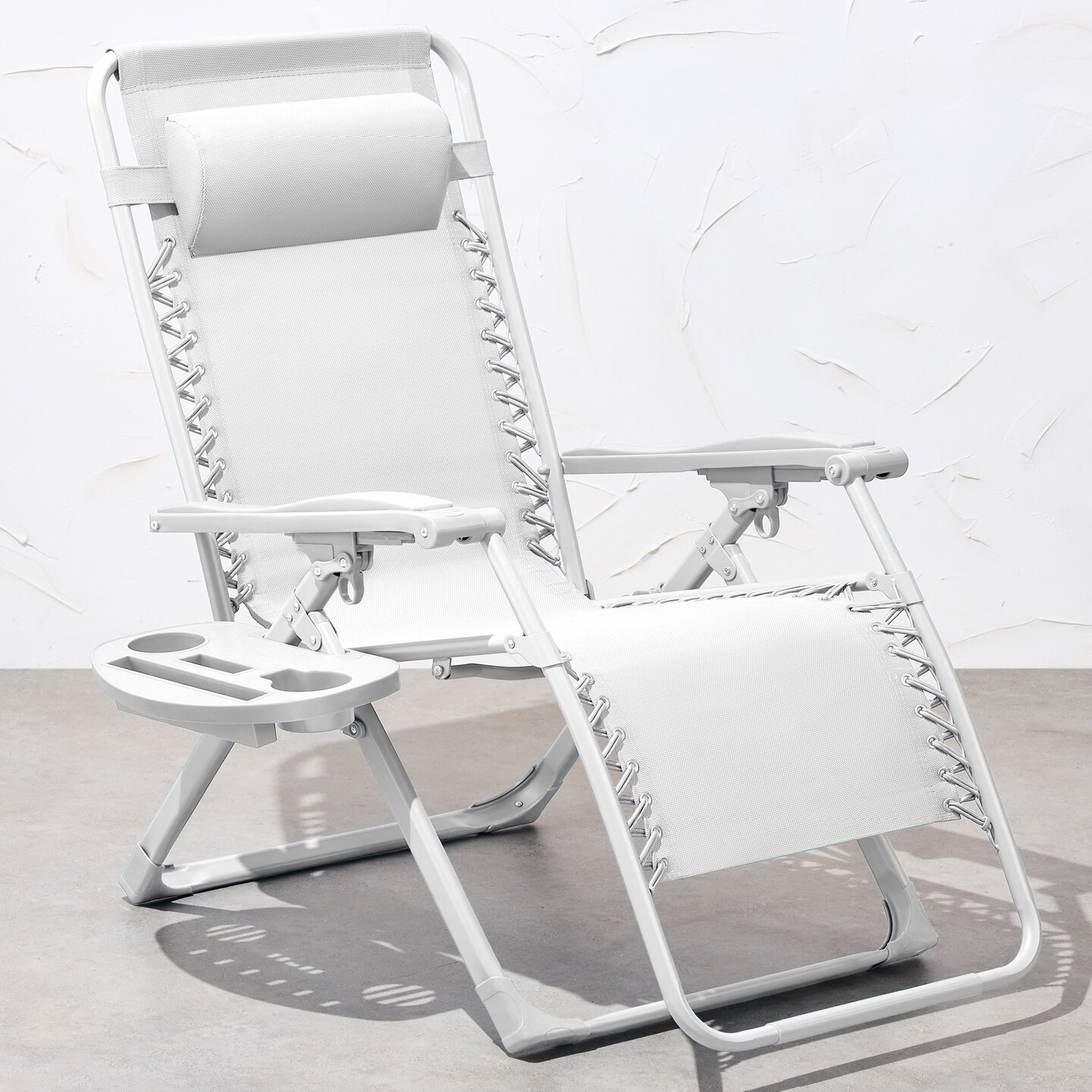 Best Choice Products Monochromatic Zero Gravity Chair, Folding Patio Recliner w/Side Tray, Headrest