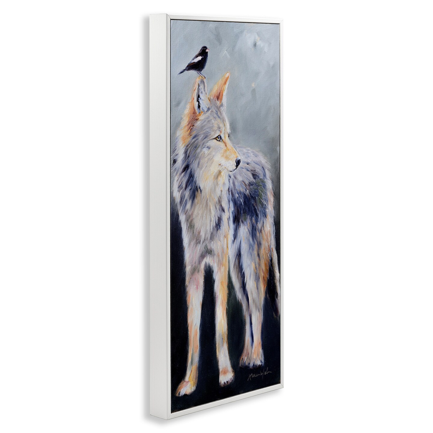 Stupell Industries Wild Coyote &#x26; Black Bird Framed Giclee Art