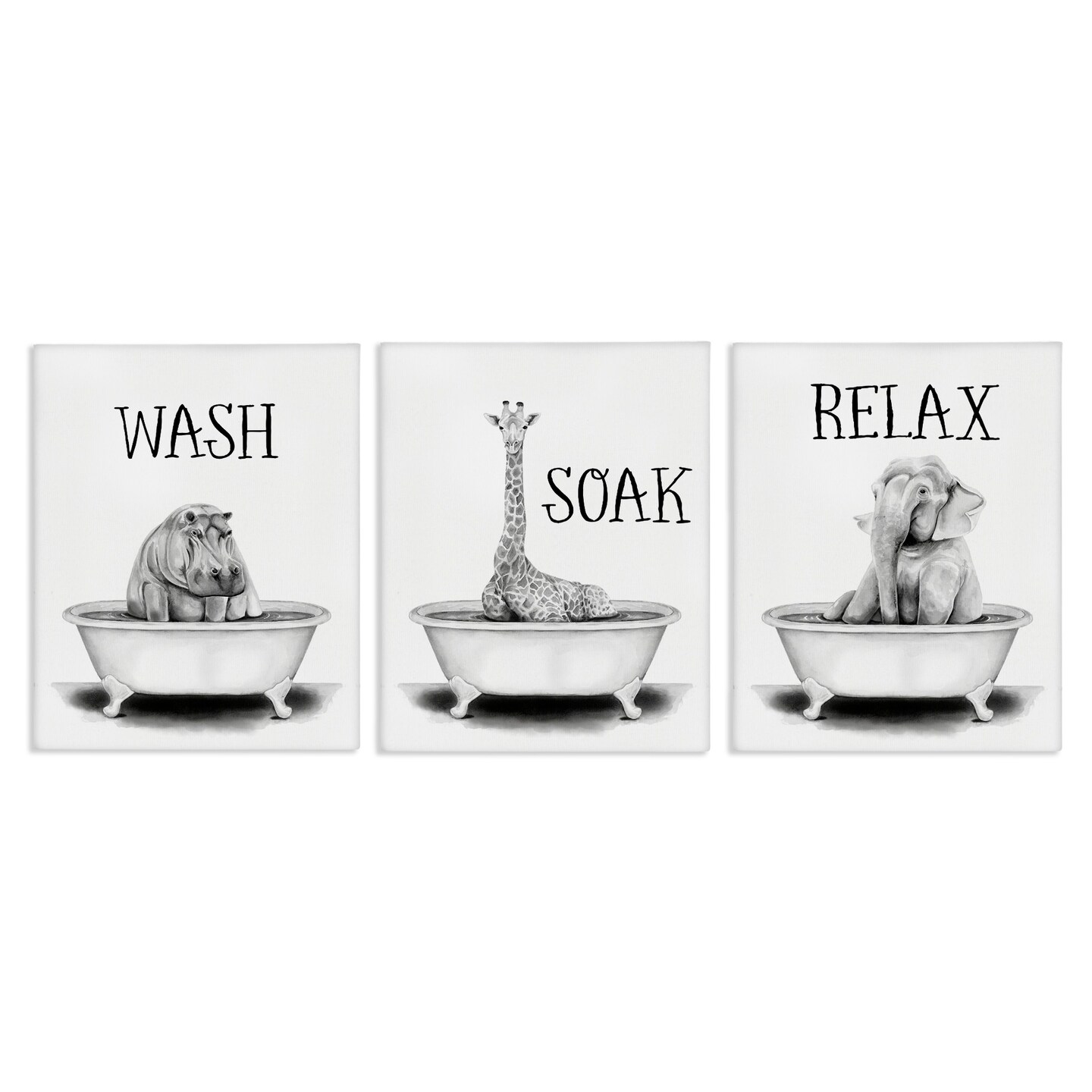 Stupell Industries Wash Soak Relax Jungle Animals Canvas Wall Art