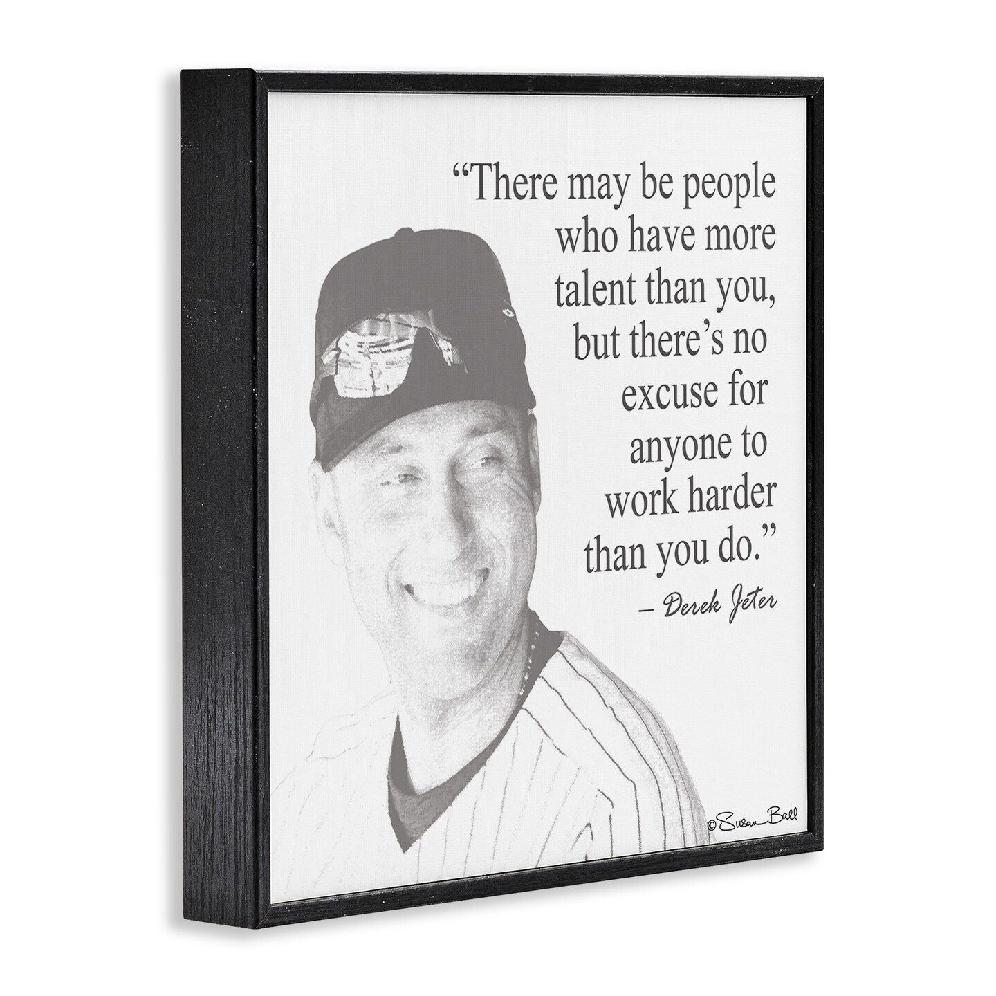 Stupell Industries Work Hard Derek Jeter Quote Framed Giclee Art