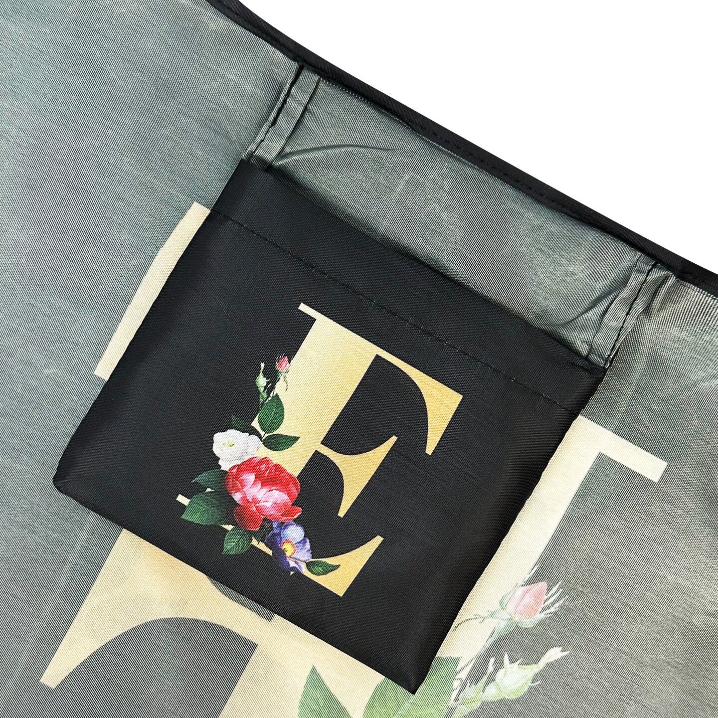 Wrapables Large & Small Nylon Reusable Grocery Bags, Initial Letter Tote Gift Bag for Wedding, Set of 2, Letter E