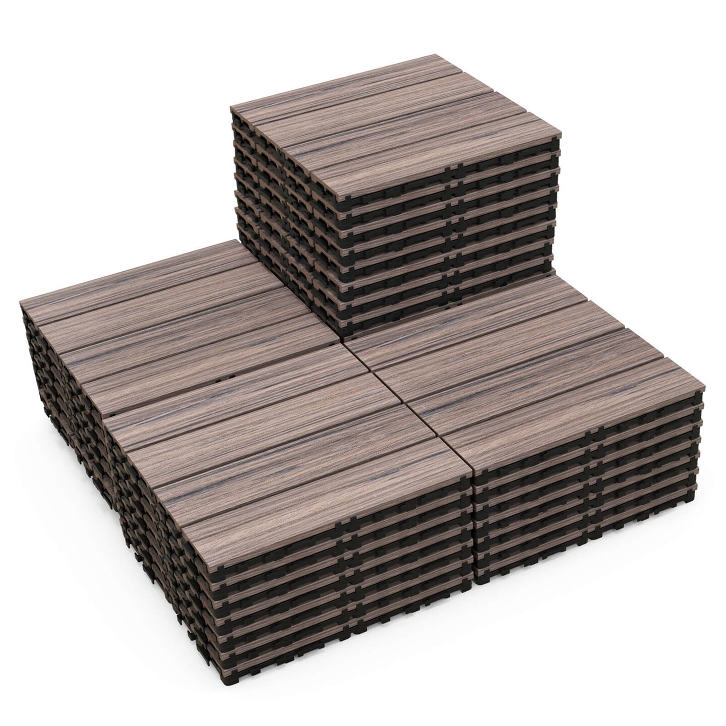Costway 18/36 PCS Interlocking Deck Tiles Anti-slip Floor Tiles for Poolside All Weather Grey