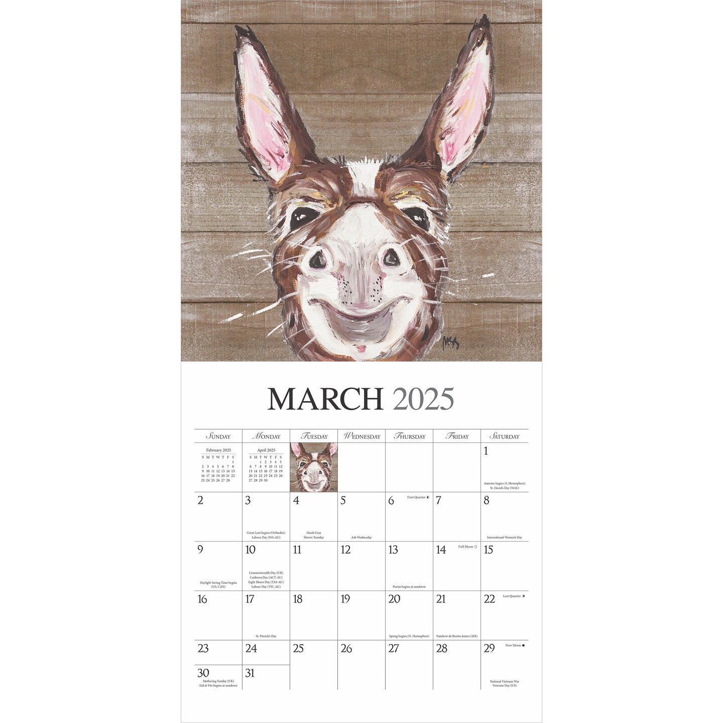 Barnyard Friends | 2025 12 x 24 Inch Monthly Square Wall Calendar | Featuring the Artwork of Molly Strong | Plastic-Free | Hopper Studios | Rural Country Art