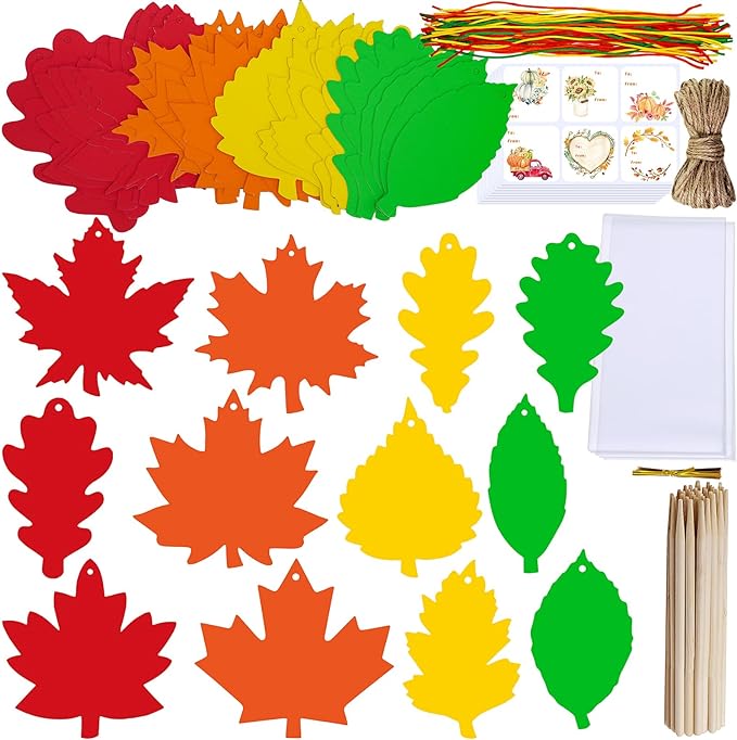 48 Sets, 12 Designs Colorful Magic Color Scratch Fall Leaves Ornament Decoration Autumn Scratch Art Leaves Fall Leaf Craft Kits for Kids Halloween Thanksgiving Classroom Activities: Party Favors