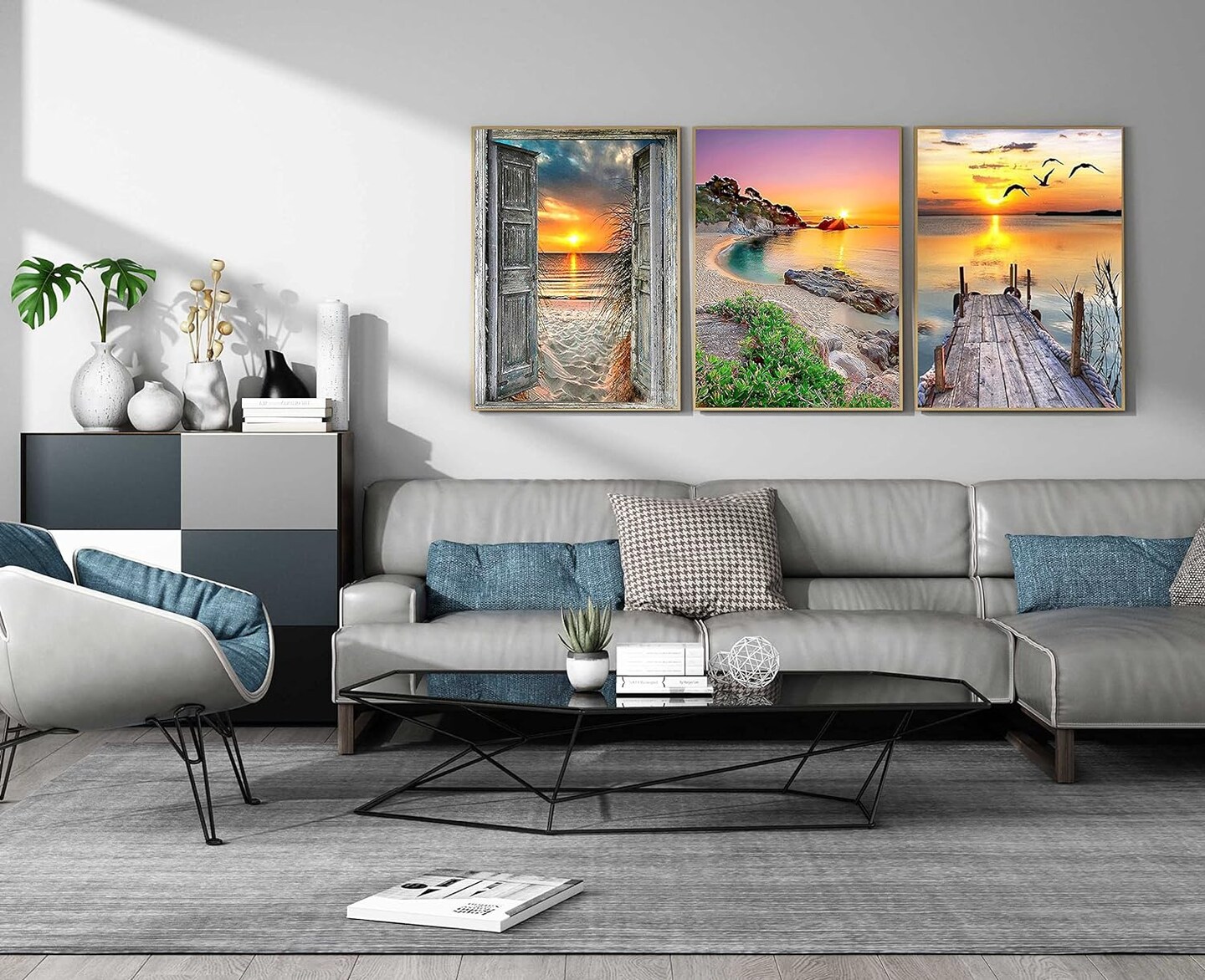 4 Pack Diamond Painting Kits for Adults Beginners,DIY 5D Beach Landscape Diamond Art Kits,Round Full Drill Seaside Sunset Scenery Gem Art Kit,Home Wall Decor 9.8 x 13.8 inches