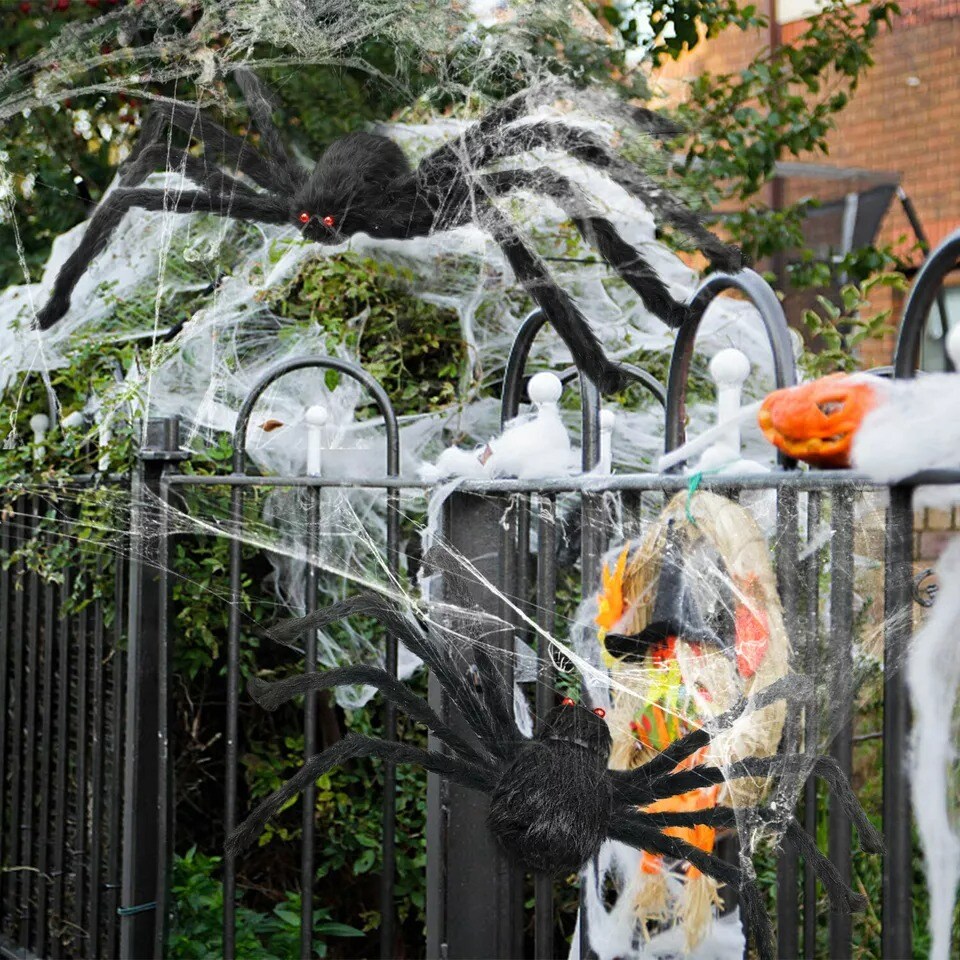 Gaint Creepy Spiders Halloween Decor Haunted House Spider Web Party DIY Props