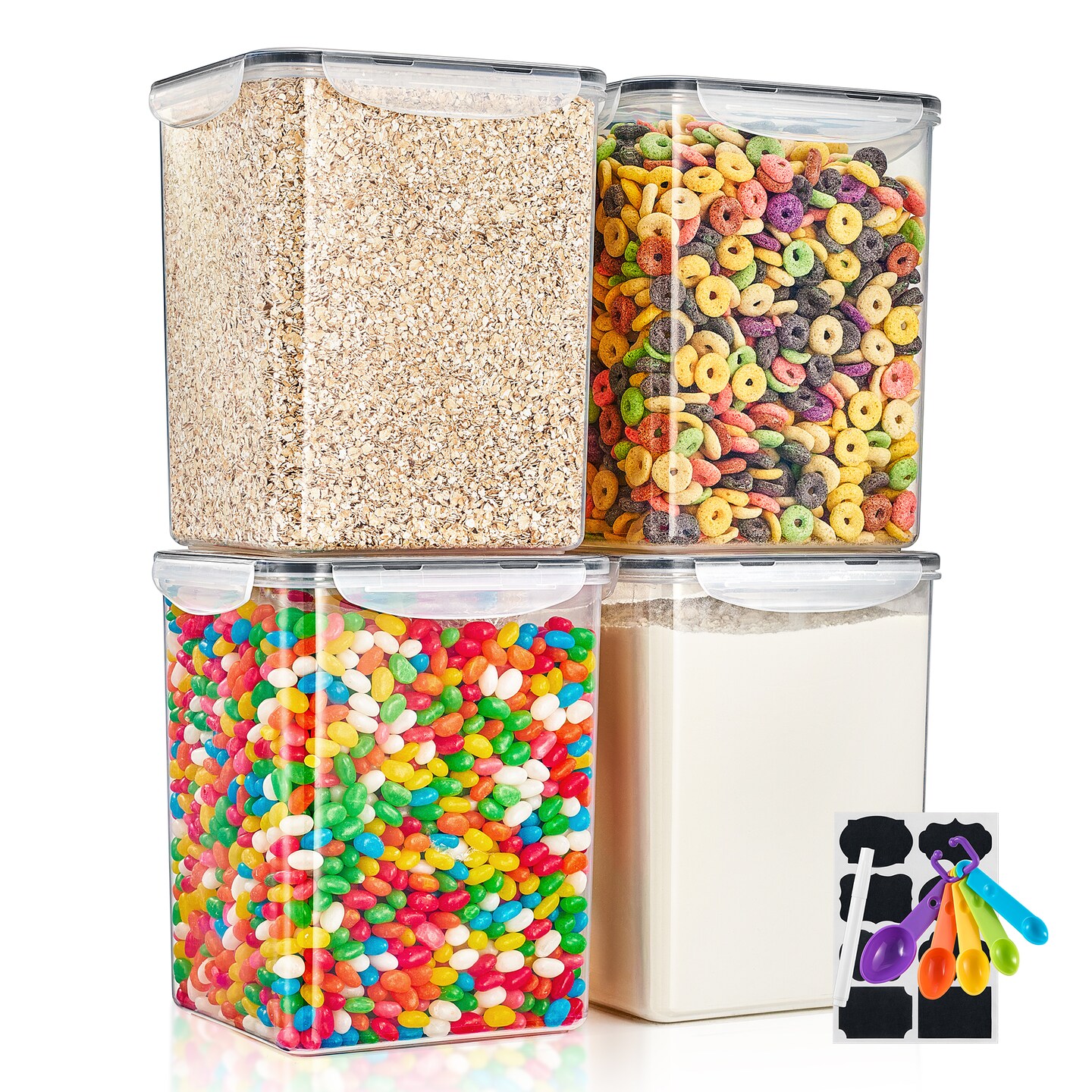 Sorbus 4 Pack Airtight (5qt/170oz) Dry Food Storage Containers with Lids, Labels and Marker - BPA Free Pantry Organization