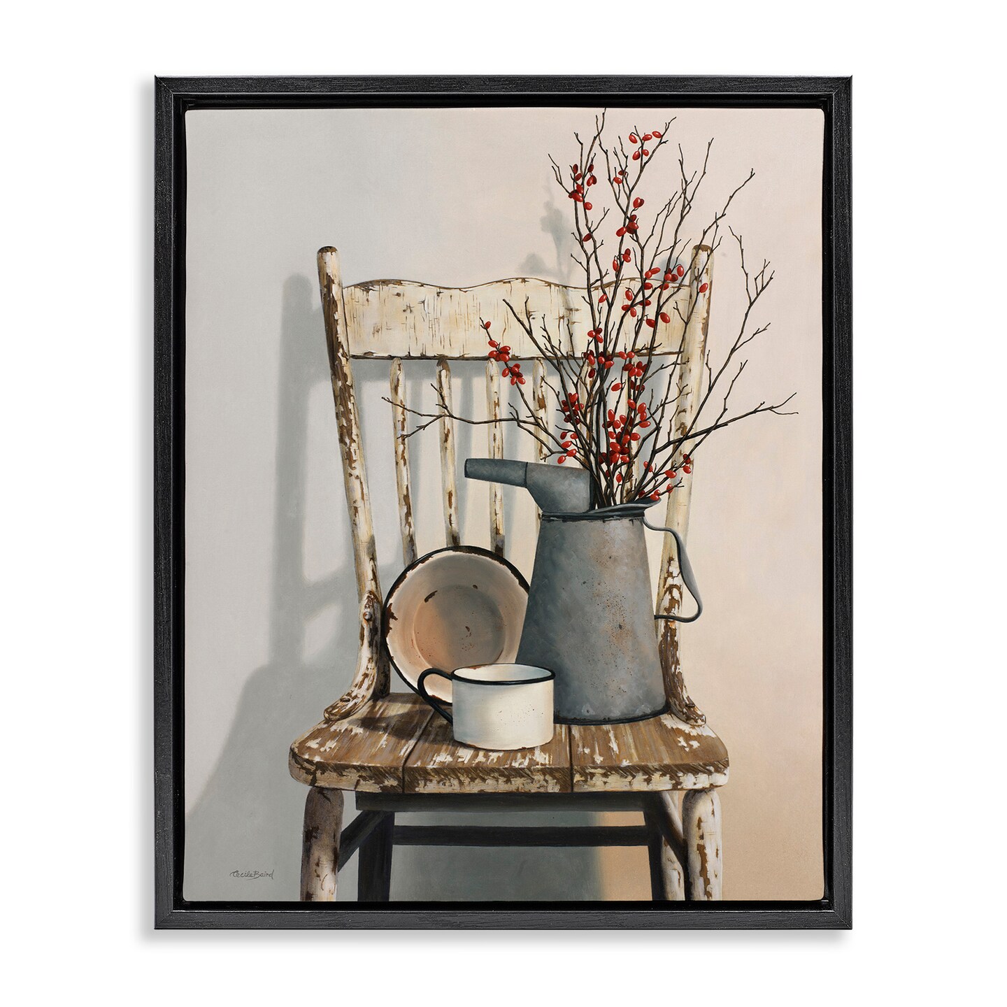 Stupell Industries Vintage Rustic Still Life Framed Floater Canvas Wall Art