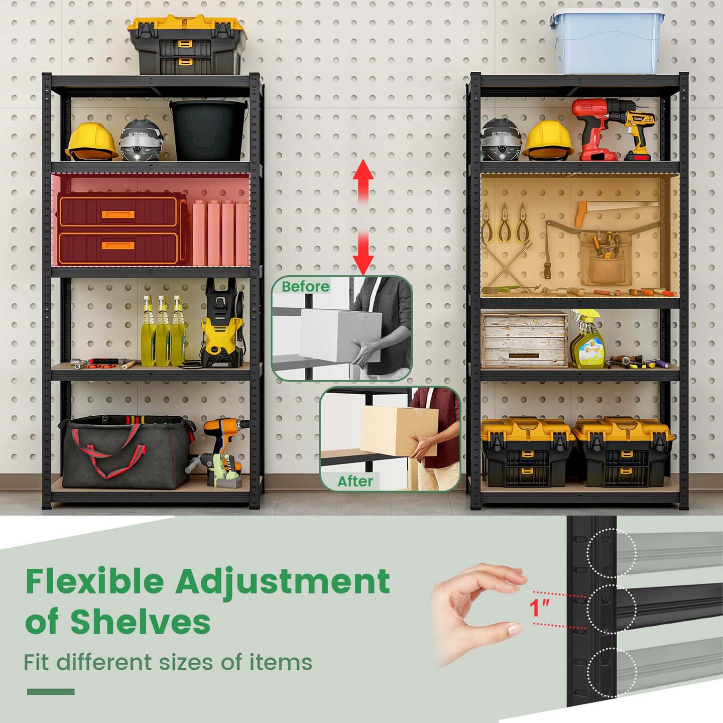 Costway 5 Tier Adjustable Garage Shelving Unit with 2000 lbs Max Load for Warehouse Black/Grey/Blue/Silver
