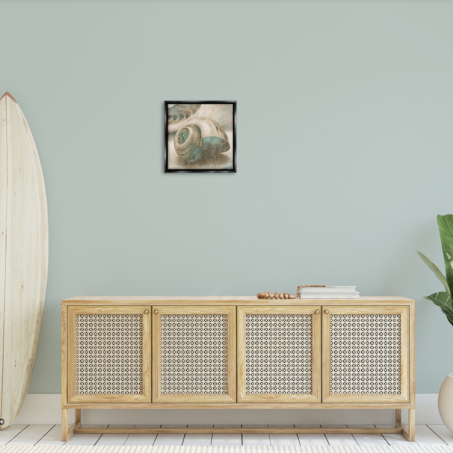 Stupell Industries Centered Sharkeye Seashell Framed Floater Canvas Wall Art