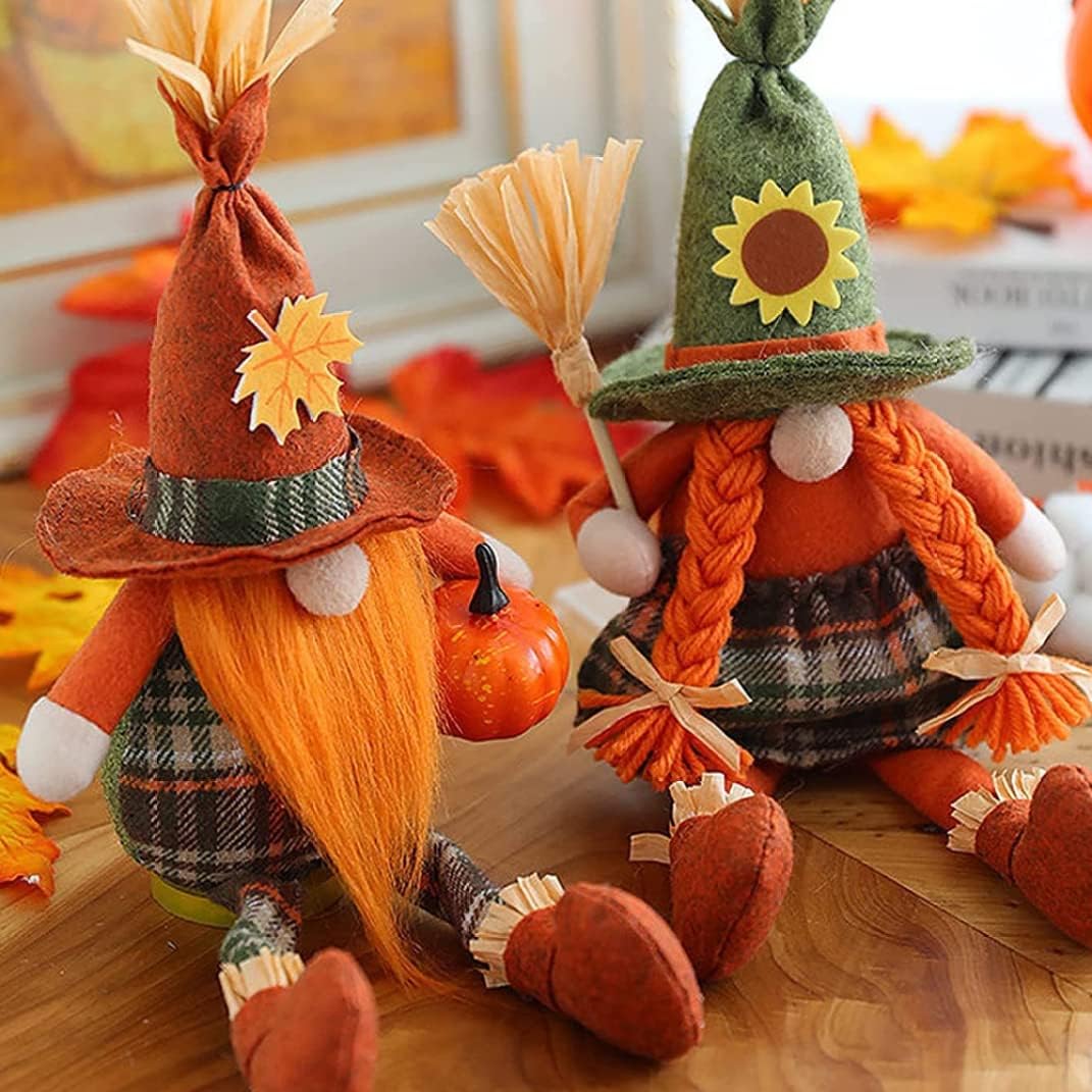 Thanksgiving Decorations, Thanksgiving Gifts, Autumn Harvest Decor for Home, Scarecrow Gnomes Plush, and Adorable Couples Ornaments