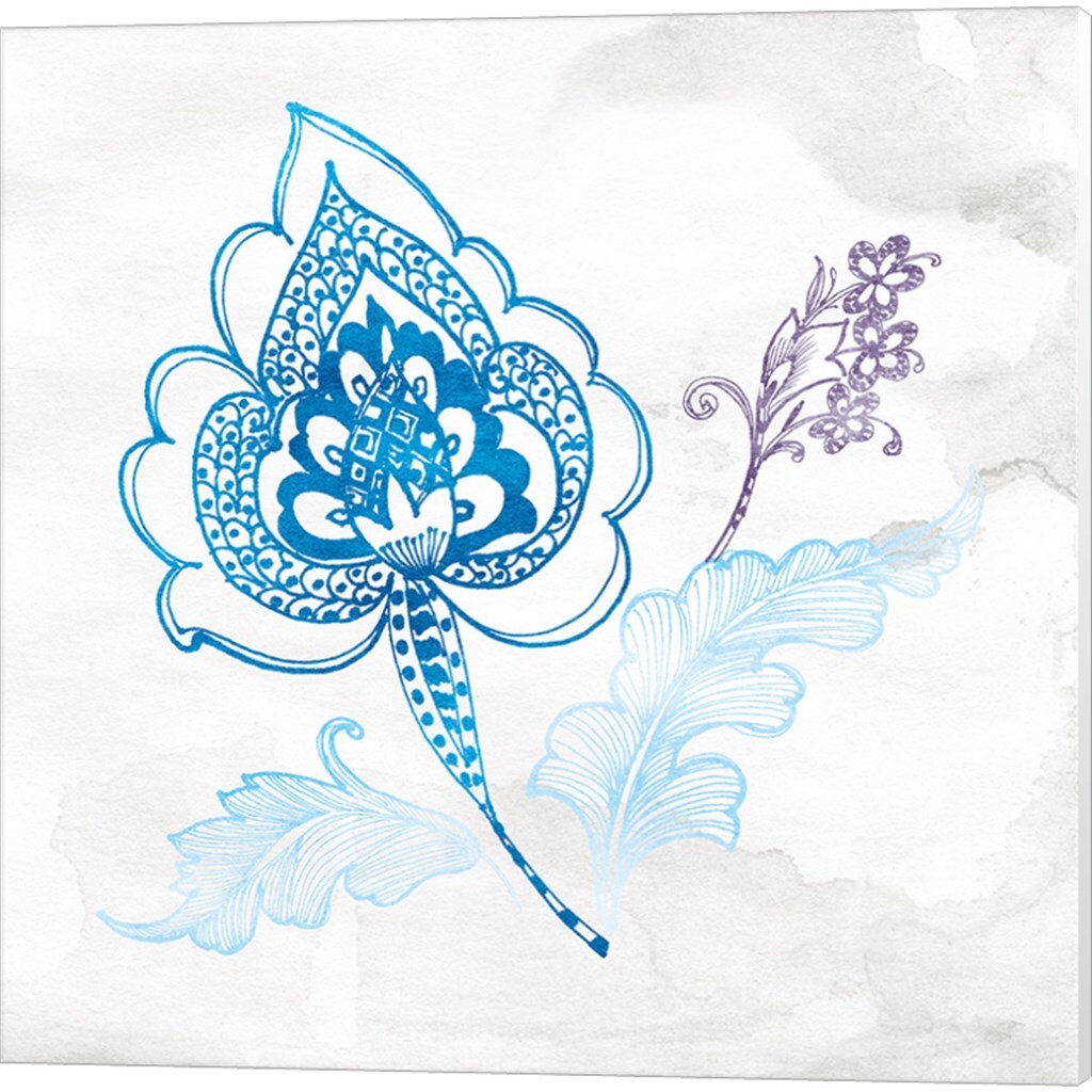 Eastern Boho Peacock Blue by Wild Apple Portfolio 14&#x22; x 14&#x22; Canvas Wall Art (Set of 2)