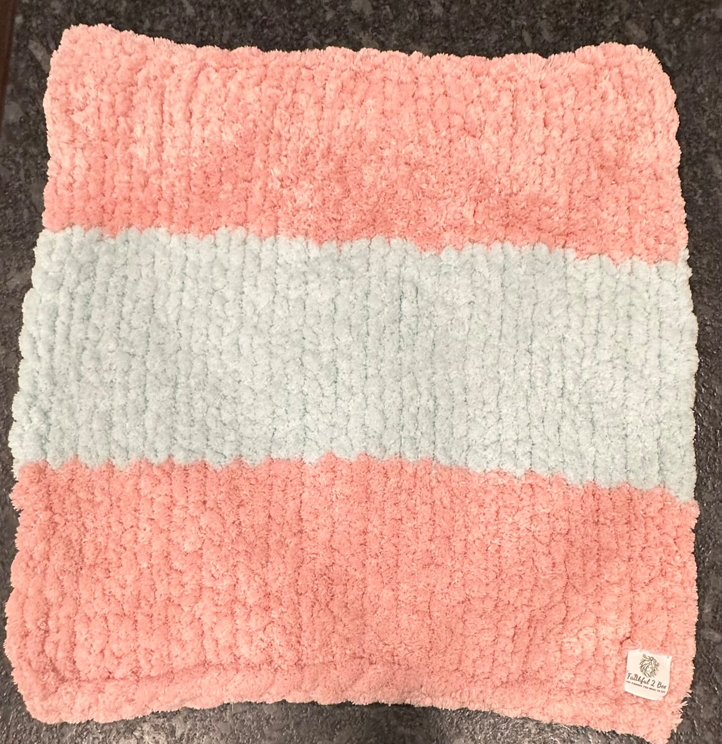 Pastel Pink with Stripe Chunky Chenille Baby Blanket MakerPlace