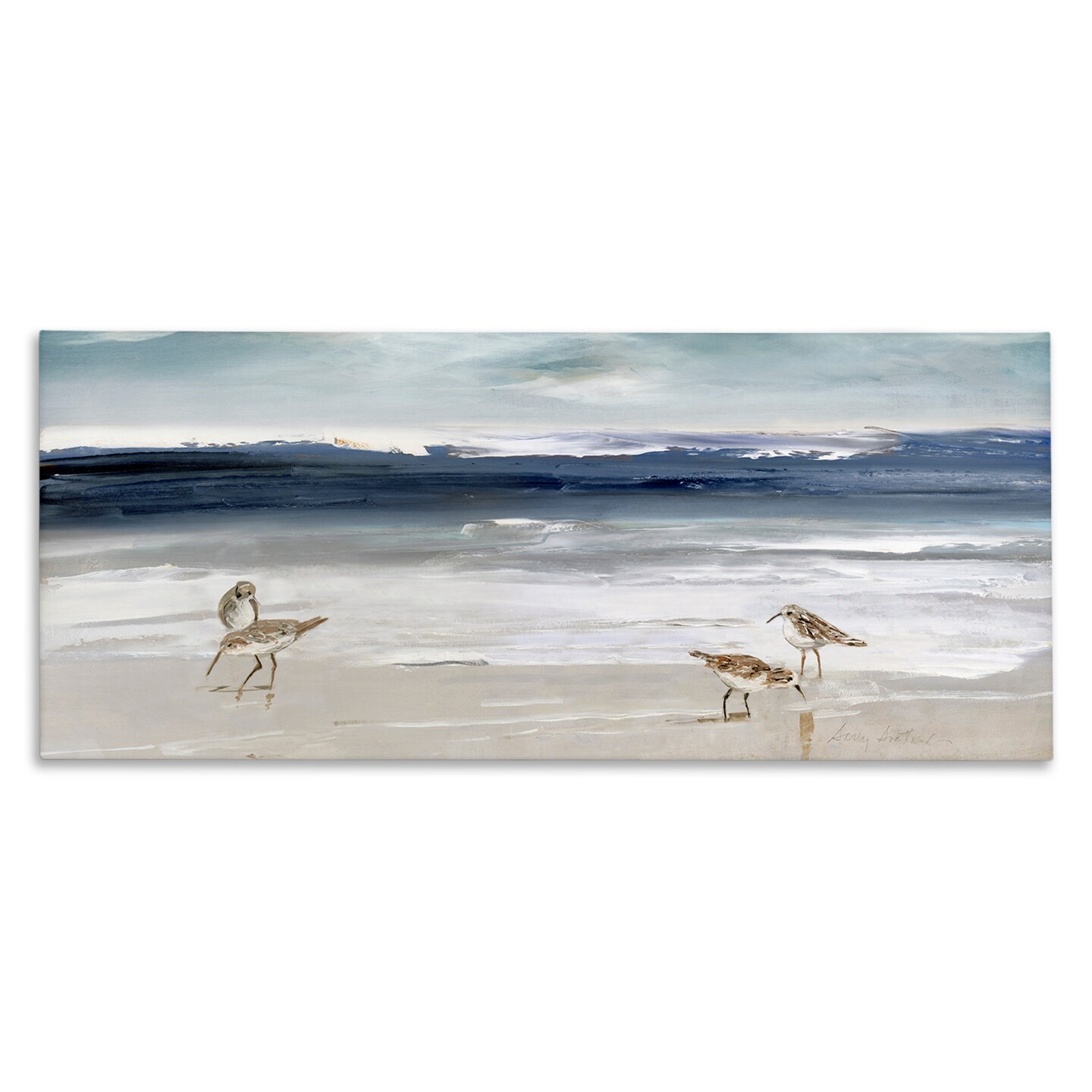 Stupell Industries Sandpipers Grazing Sea Shore Canvas Wall Art