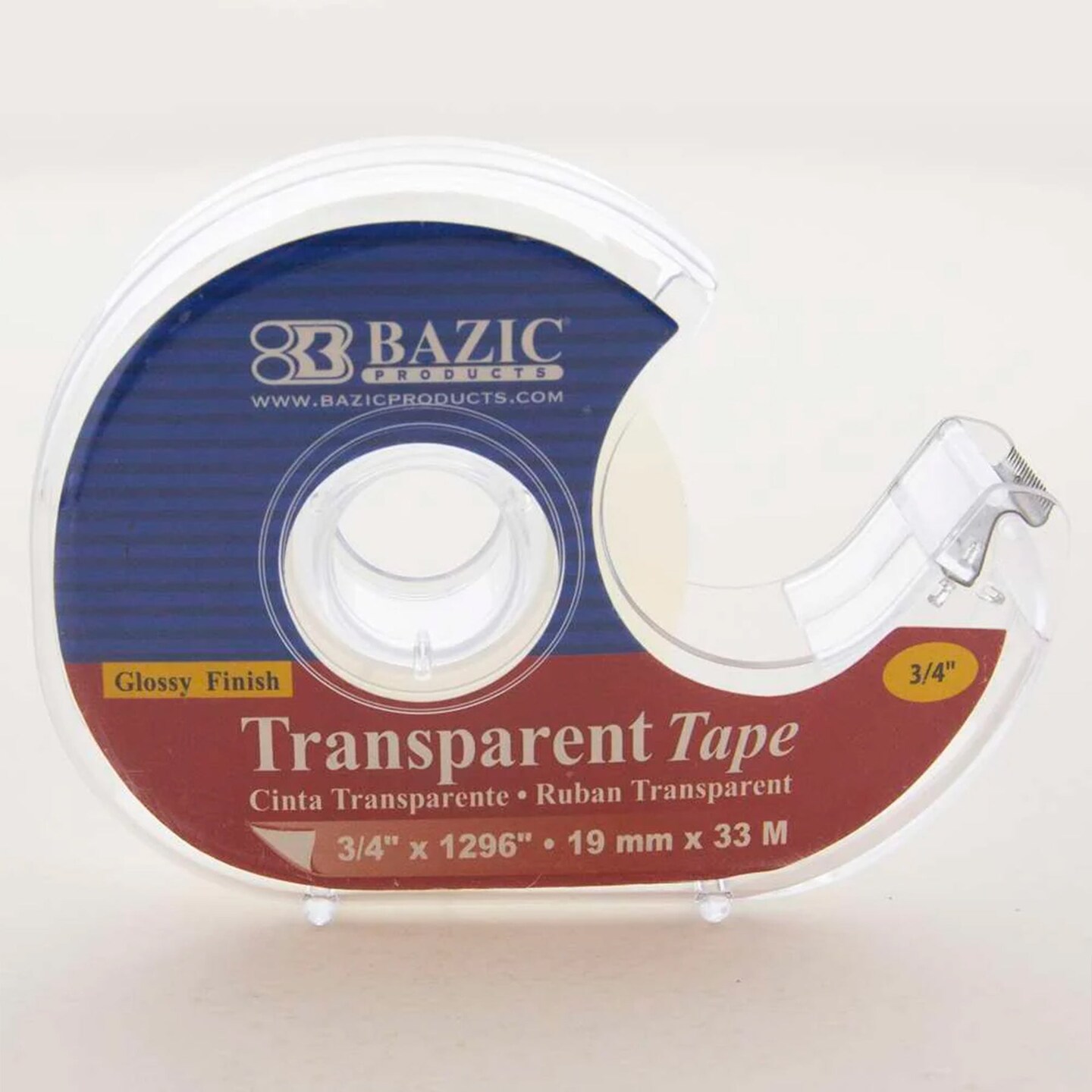Transparent Tape with Dispenser, 3/4&#x22; x 1296&#x22;, Pack of 12