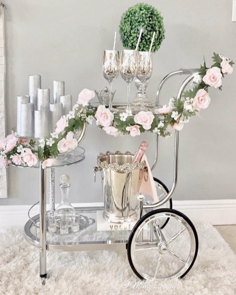 Isabella Silver Serving Bar Cart