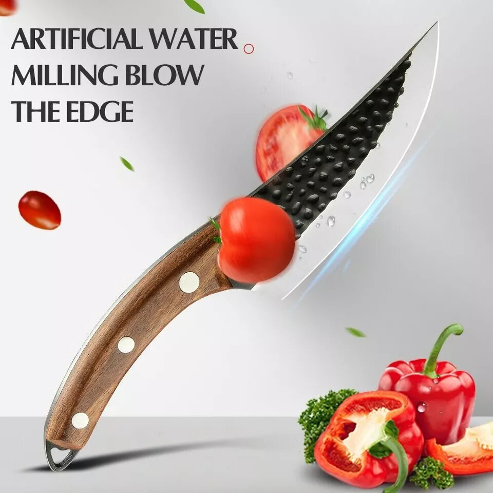 Kitcheniva Camping Cleaver Knife with Leather Sheath