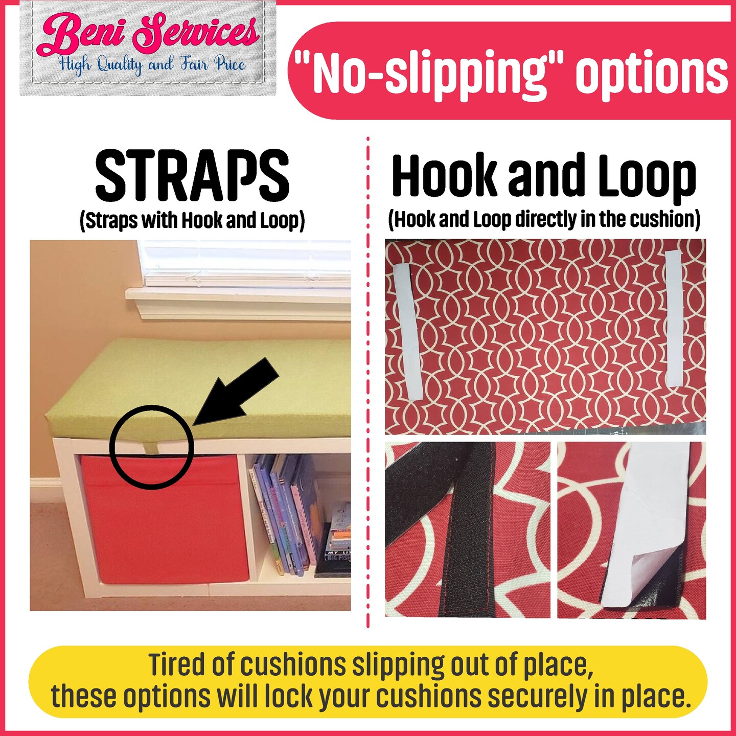 Custom IKEA Kallax Bench Seat Cushion with Straps - Screen Printed Polyester product 2