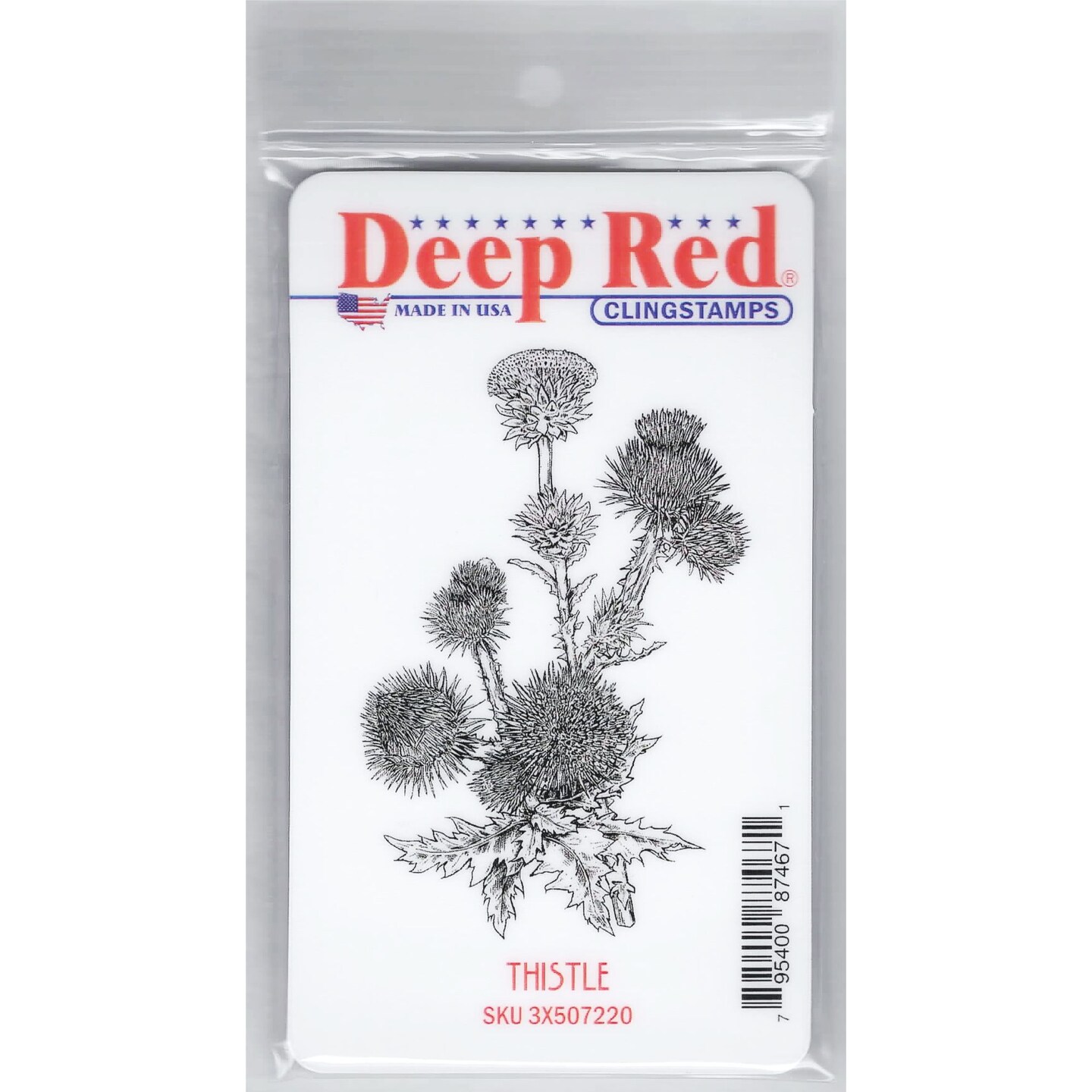 Deep Red Stamps Thistle Rubber Cling Stamp