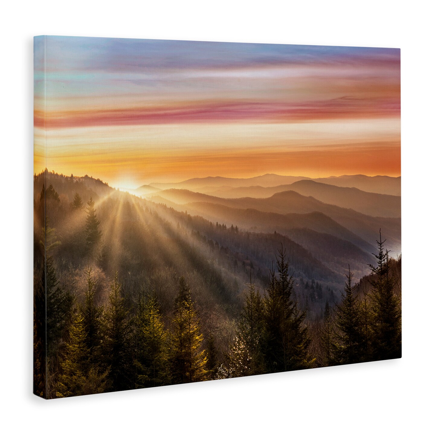 Stupell Industries Sunrise Mountain Forest Skyline Canvas Wall Art