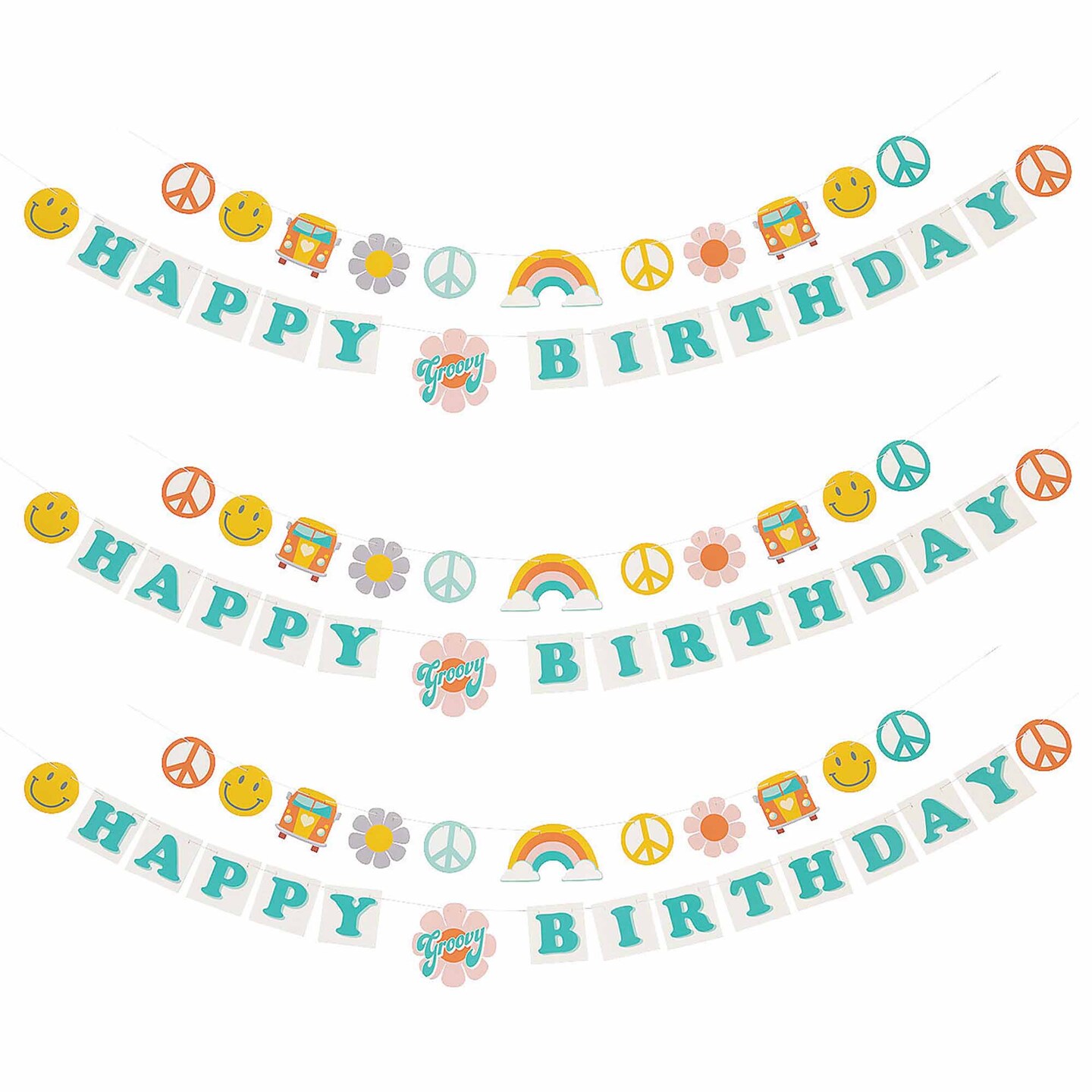 Groovy Party Happy Birthday Garland