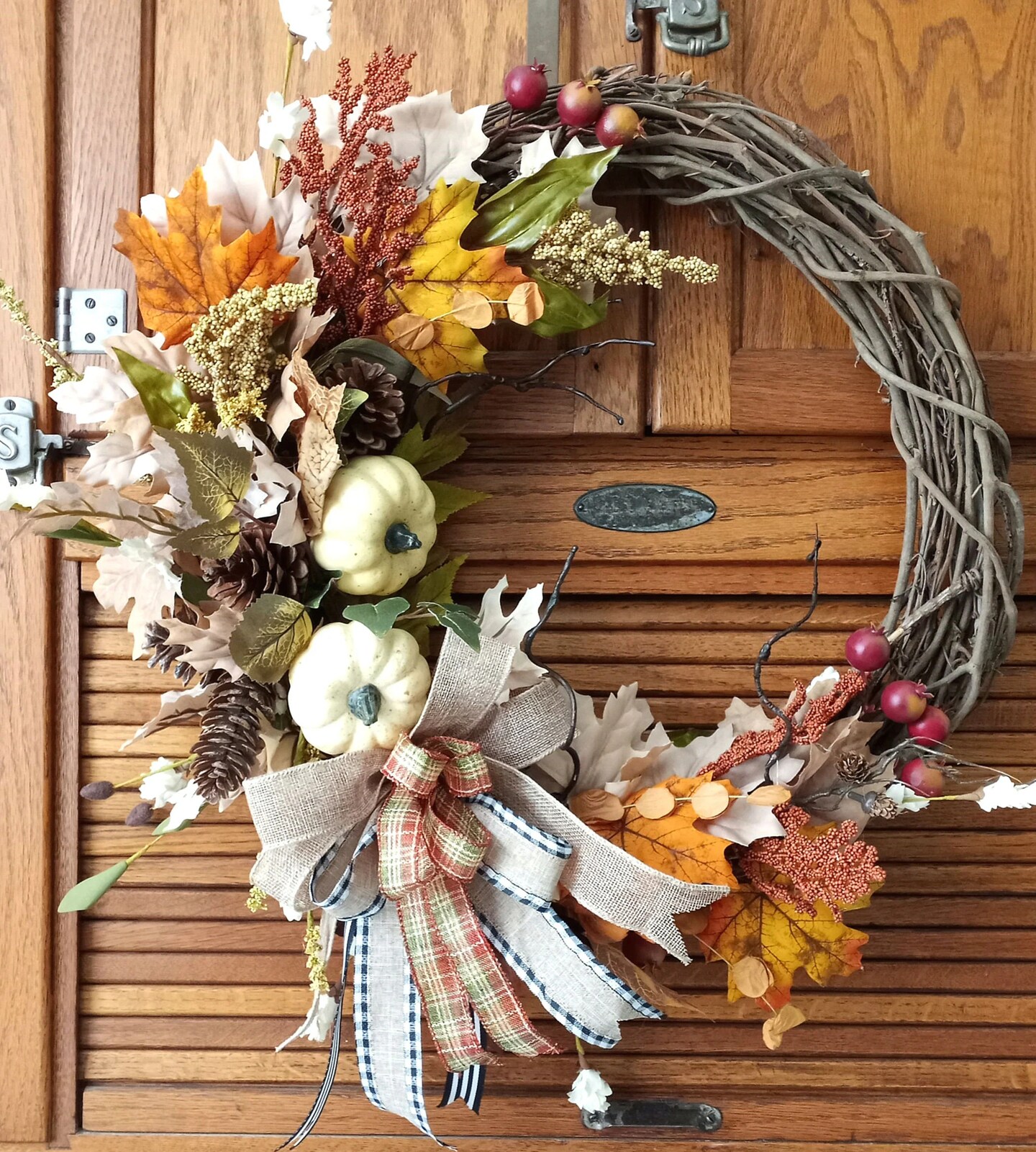 Fall Floral Grapevine Wreath for Front Door, popular Fall wreaths for front door, farmhouse wreath, Fall Pumpkin wreath, Fall Door Decor, Orange