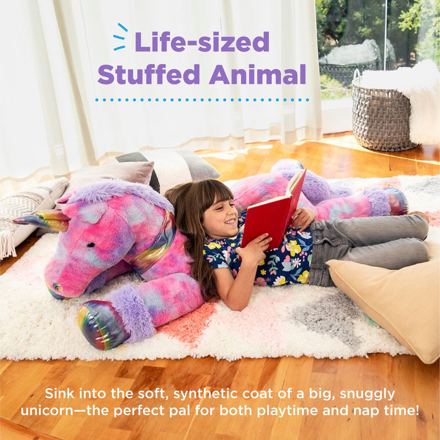 Best Choice Products 52in Kids Extra Large Plush Unicorn, Life-Size Stuffed Animal Toy w/ Rainbow Details