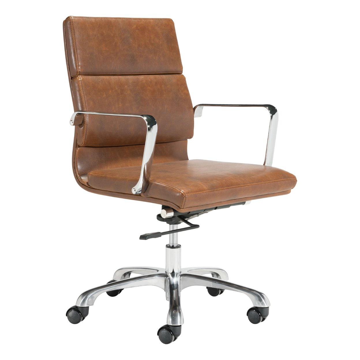 Ithaca Vintage Brown Faux Leather Office Chair With Swivel And Arm Supports