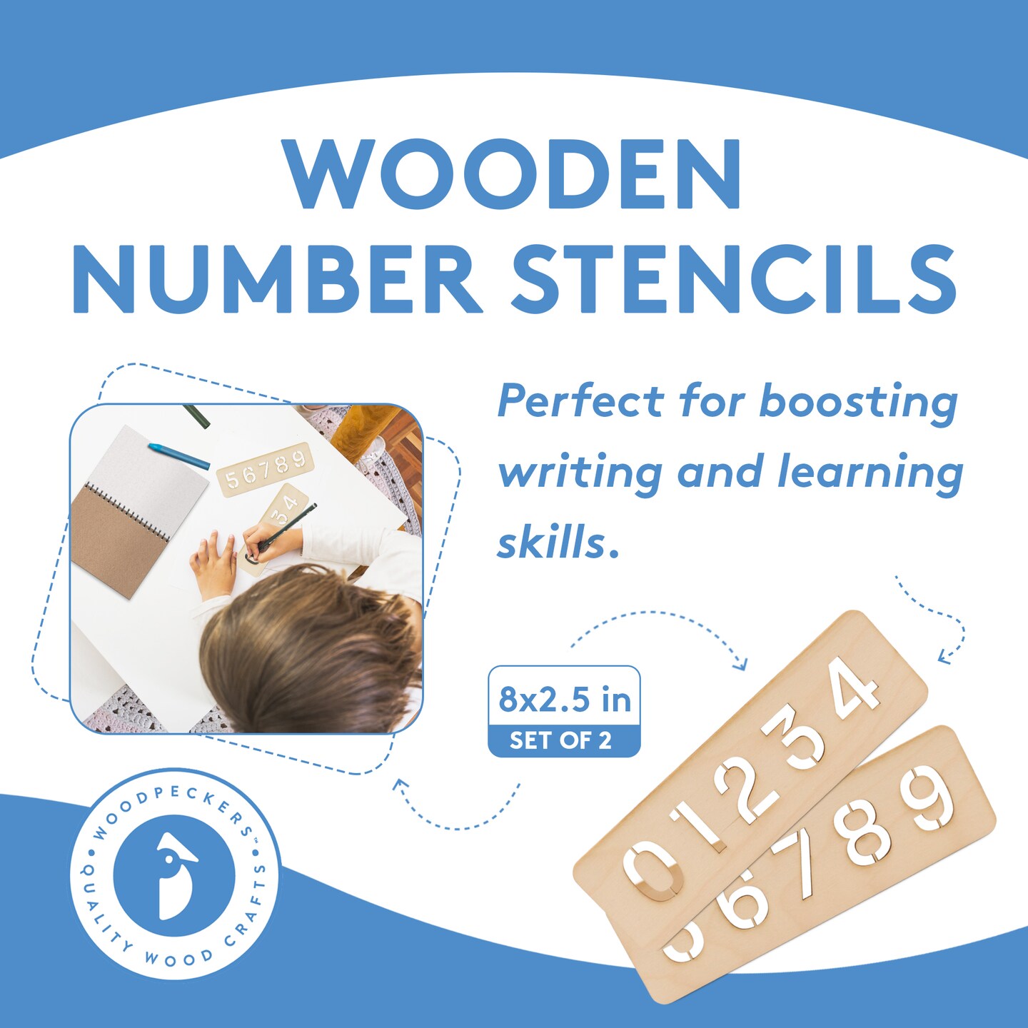 Eco-friendly Number Stencils for Painting &#x26; DIY Crafts 1-1/4&#x201D;, Reusable |Woodpeckers