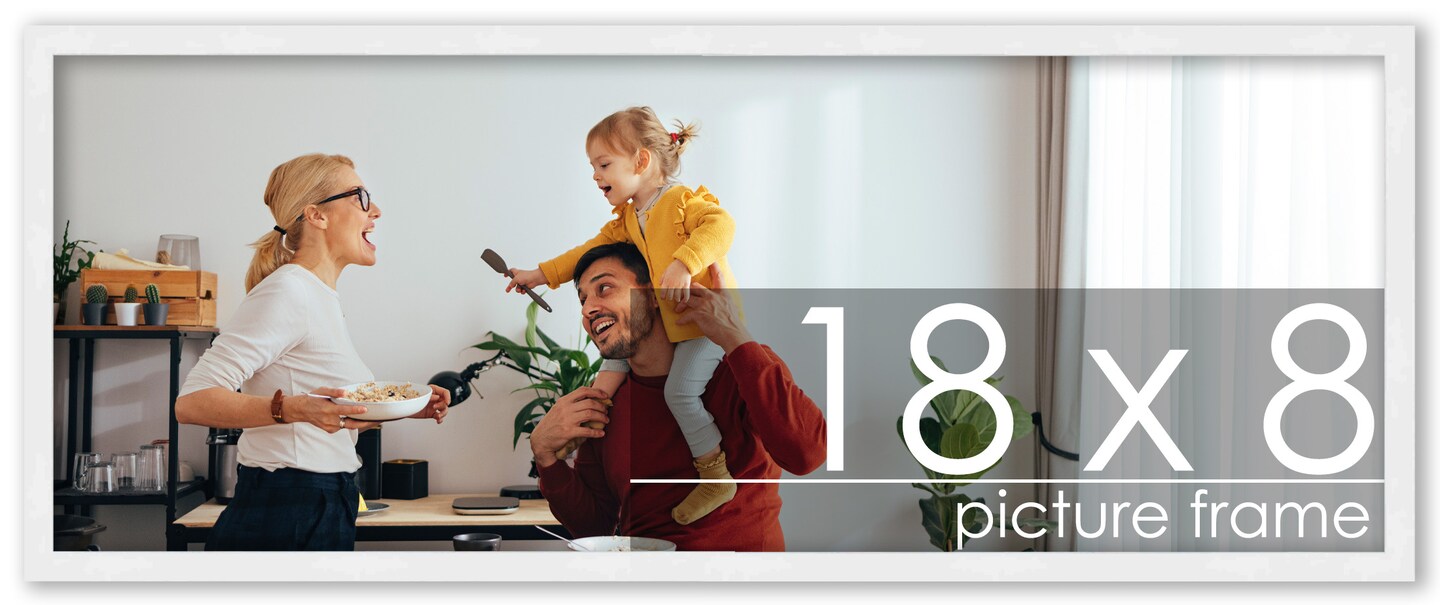 18x8 Solid Wood Picture Frame with UV-Resistant Acrylic & Acid-Free Backing, Available in 6 Finishes: Matte Black, Matte White, Metallic Bronze, Silver, Natural Wood Grain & Mahogany