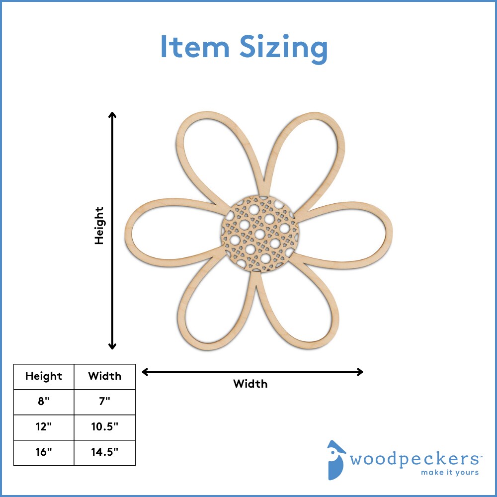 Rattan Daisy Wall D&#xE9;cor, Multiple Sizes Wood Flowers, Nursery/Party | Woodpeckers