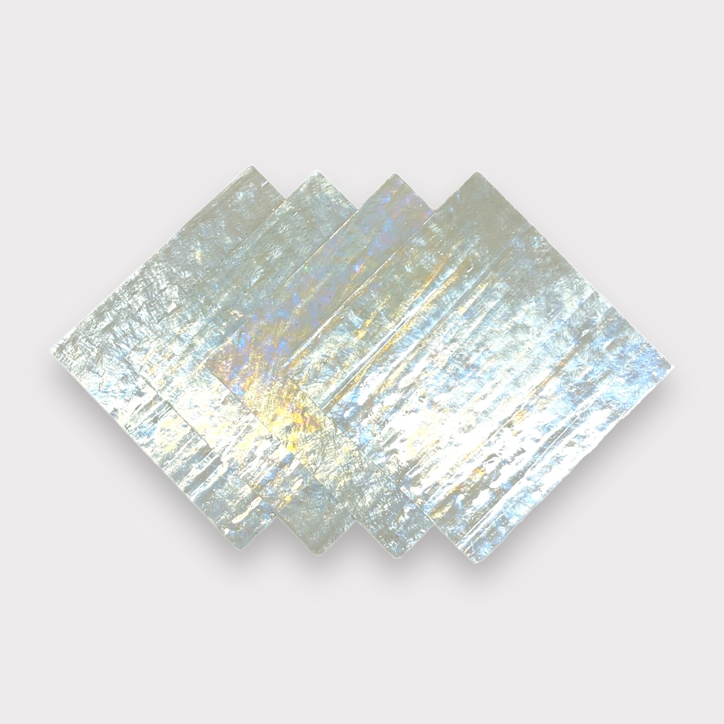 Crystal White Prisma COE 96 Fusible Glass Sheets / Mosaic Squares - 4 Pack
