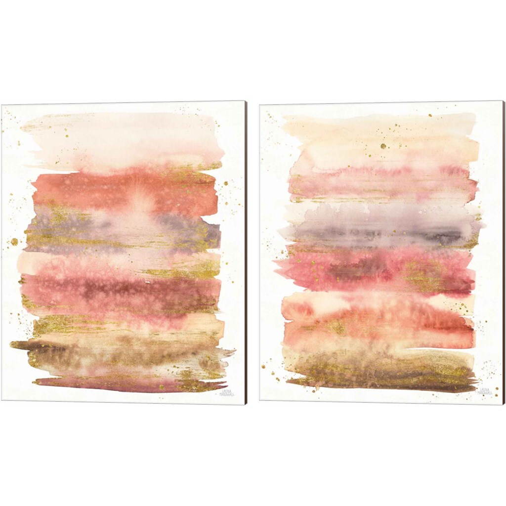 Desert Blooms Abstract by Laura Marshall 12" x 15" Canvas Wall Art (Set of 2)