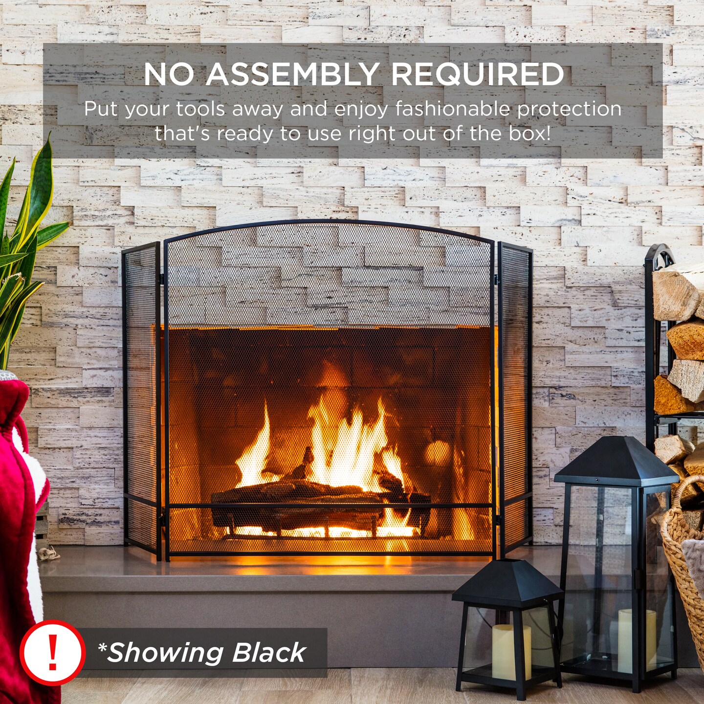 Best Choice Products 47.5x27.25in 3-Panel Steel Mesh Fireplace Screen, Spark Guard w/ Rustic Worn Finish