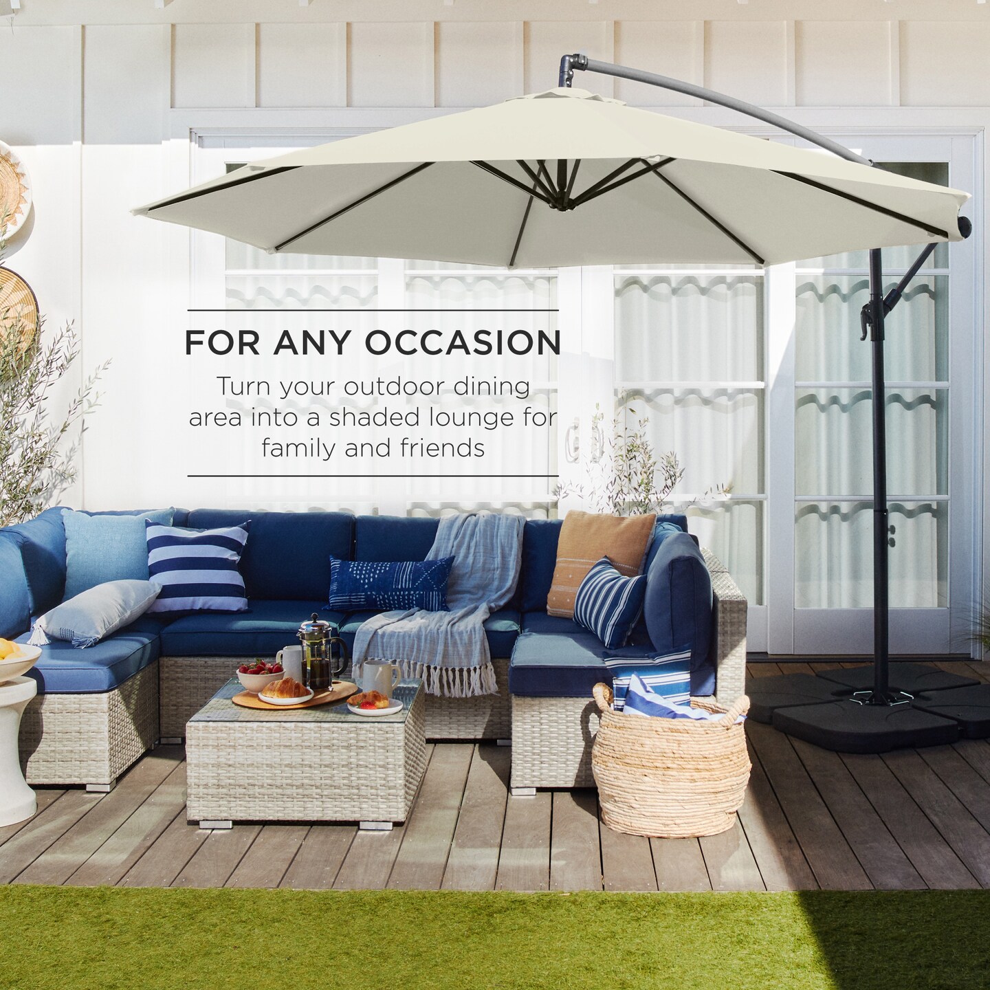 Best Choice Products 10ft Offset Hanging Outdoor Market Patio Umbrella w/ Easy Tilt Adjustment