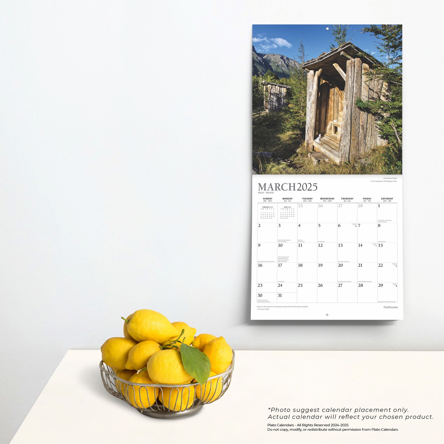 Outhouses | 2025 12 x 24 Inch Monthly Square Wall Calendar | Foil Stamped Cover | Plato | Toilette Latrine Bog Humor