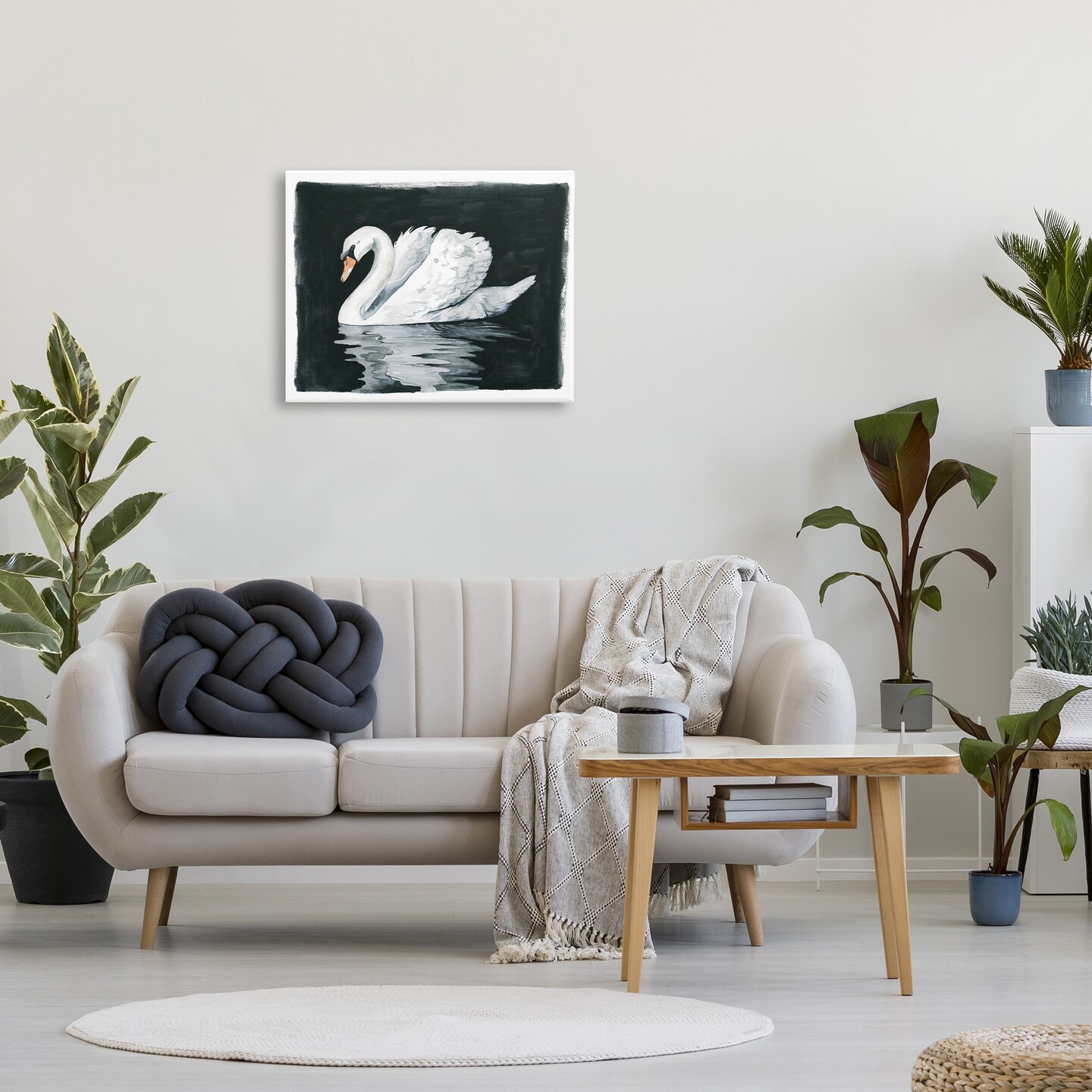 Stupell Industries Beautiful Swan Black Reflection Canvas Wall Art