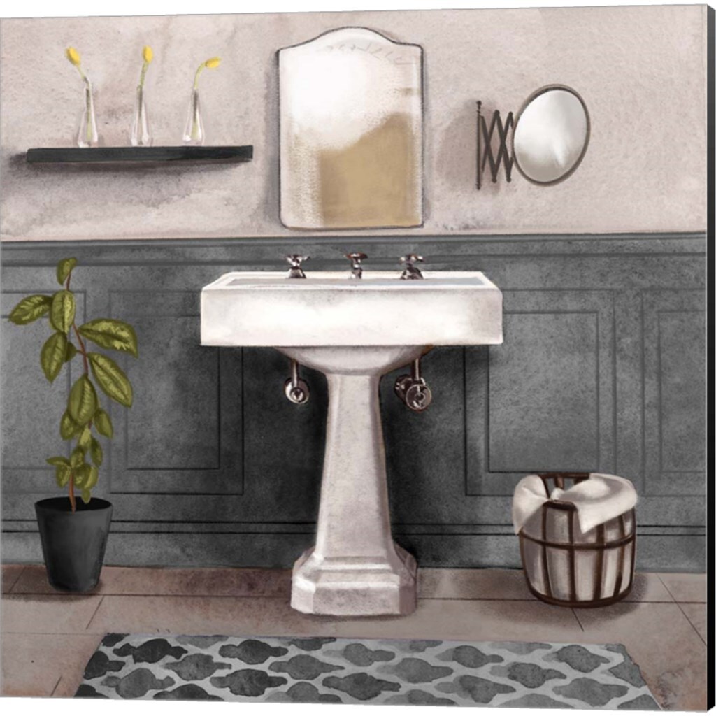 Serene Bath Black & White by Bannarot 14" x 14" Canvas Wall Art (Set of 2)